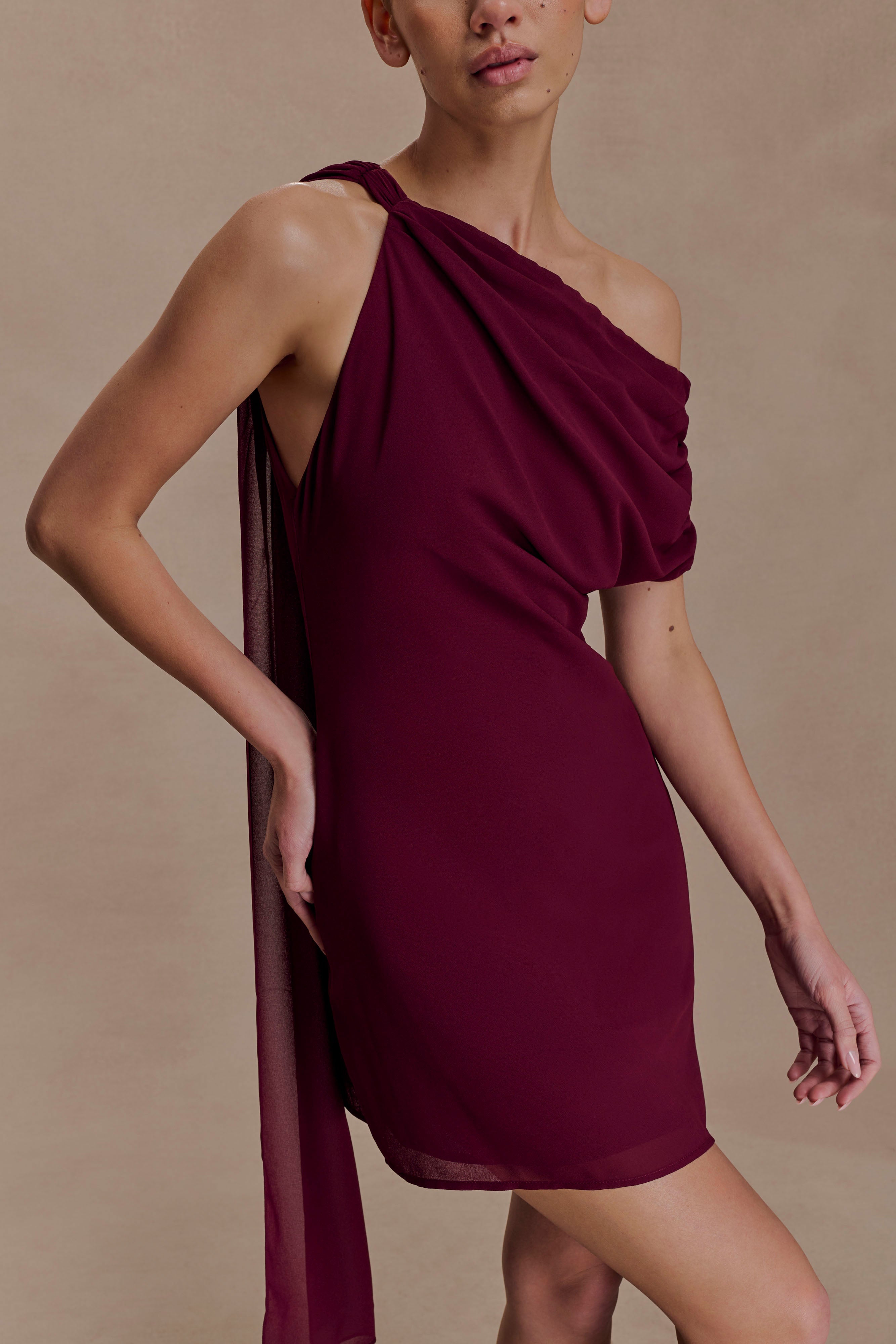 Daisie Chiffon Mini Dress - Wine | MESHKI US