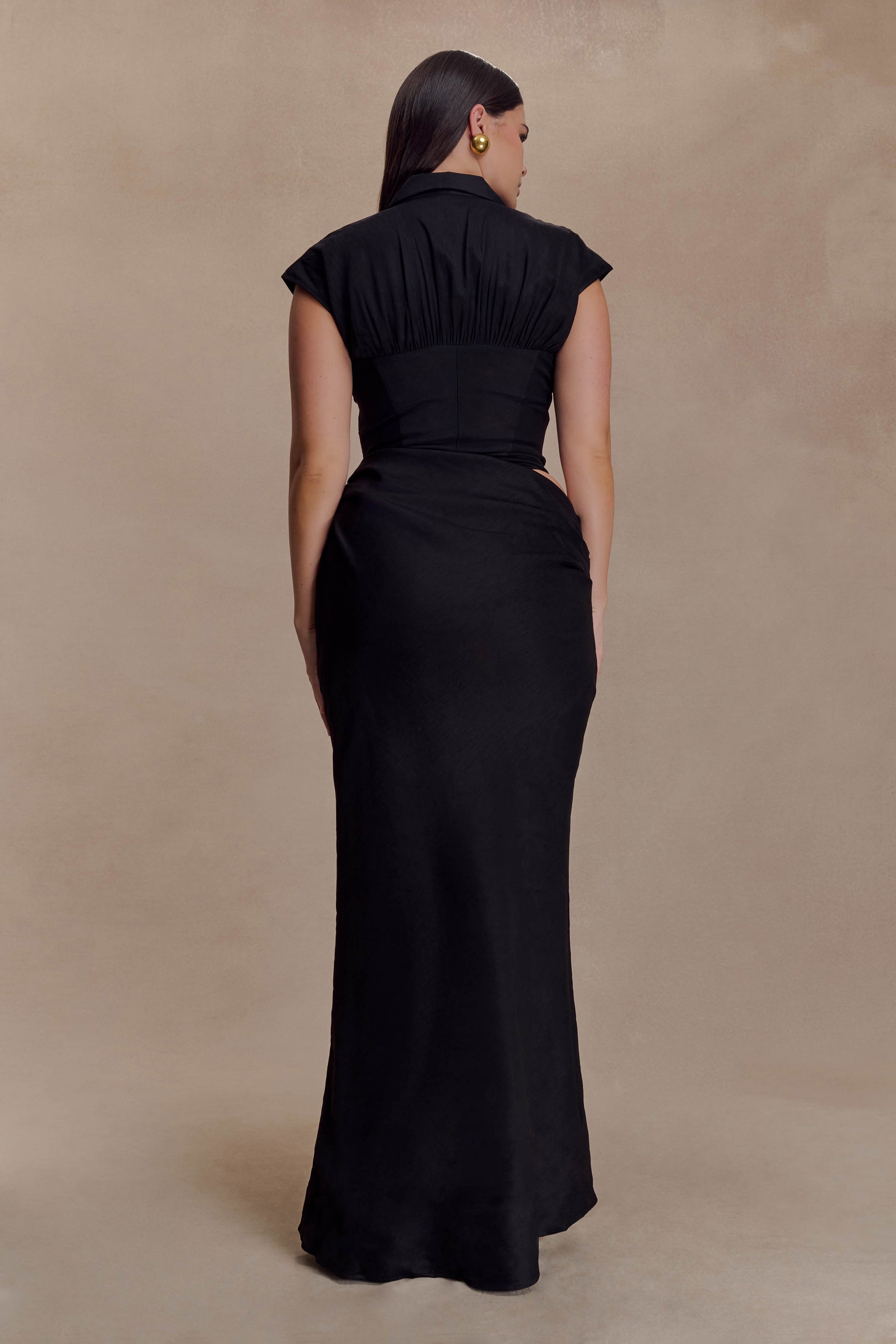 Saphira Shirt Corset Maxi Dress - Black #4