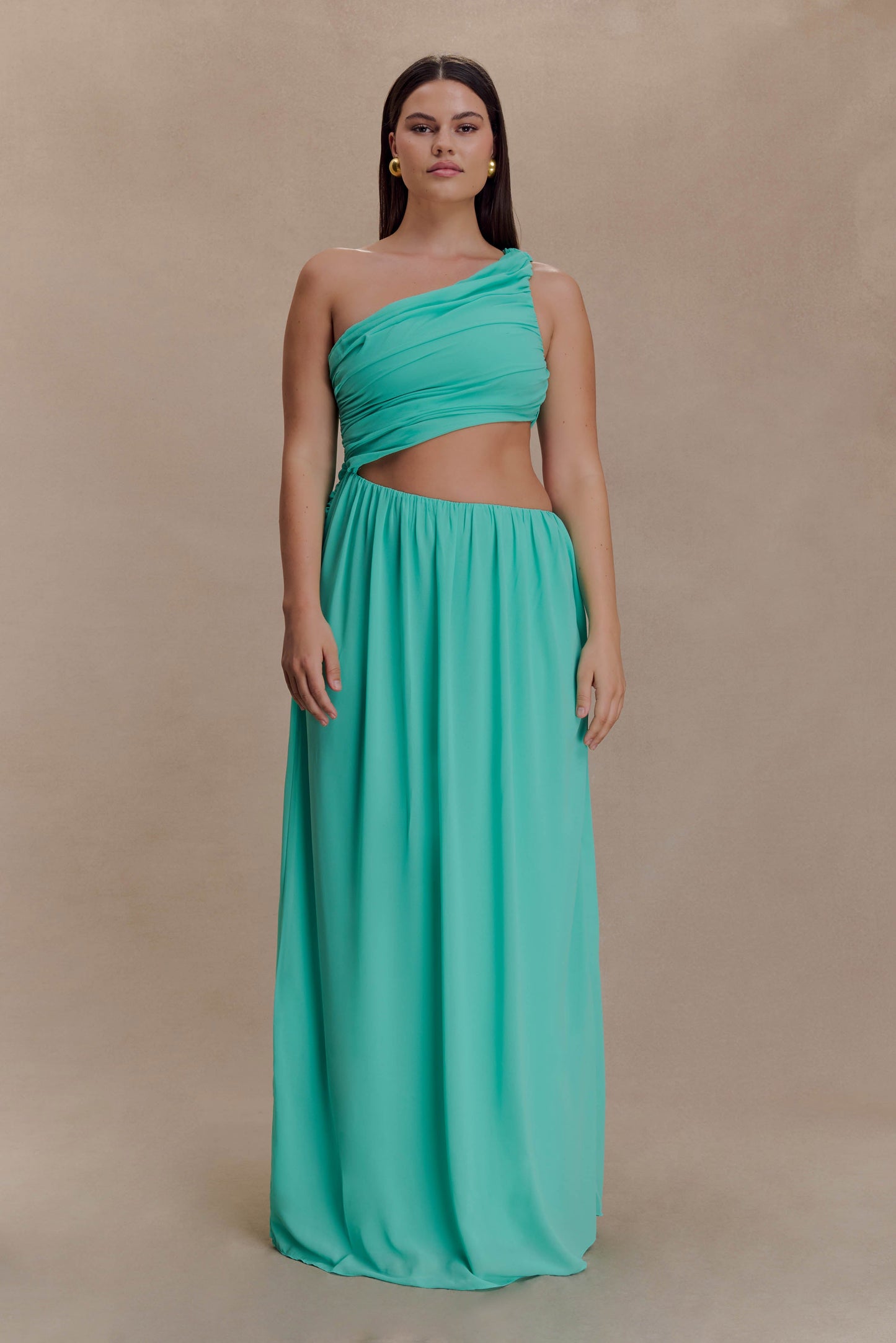Aria Chiffon Cut Out Maxi Dress - Lagoon