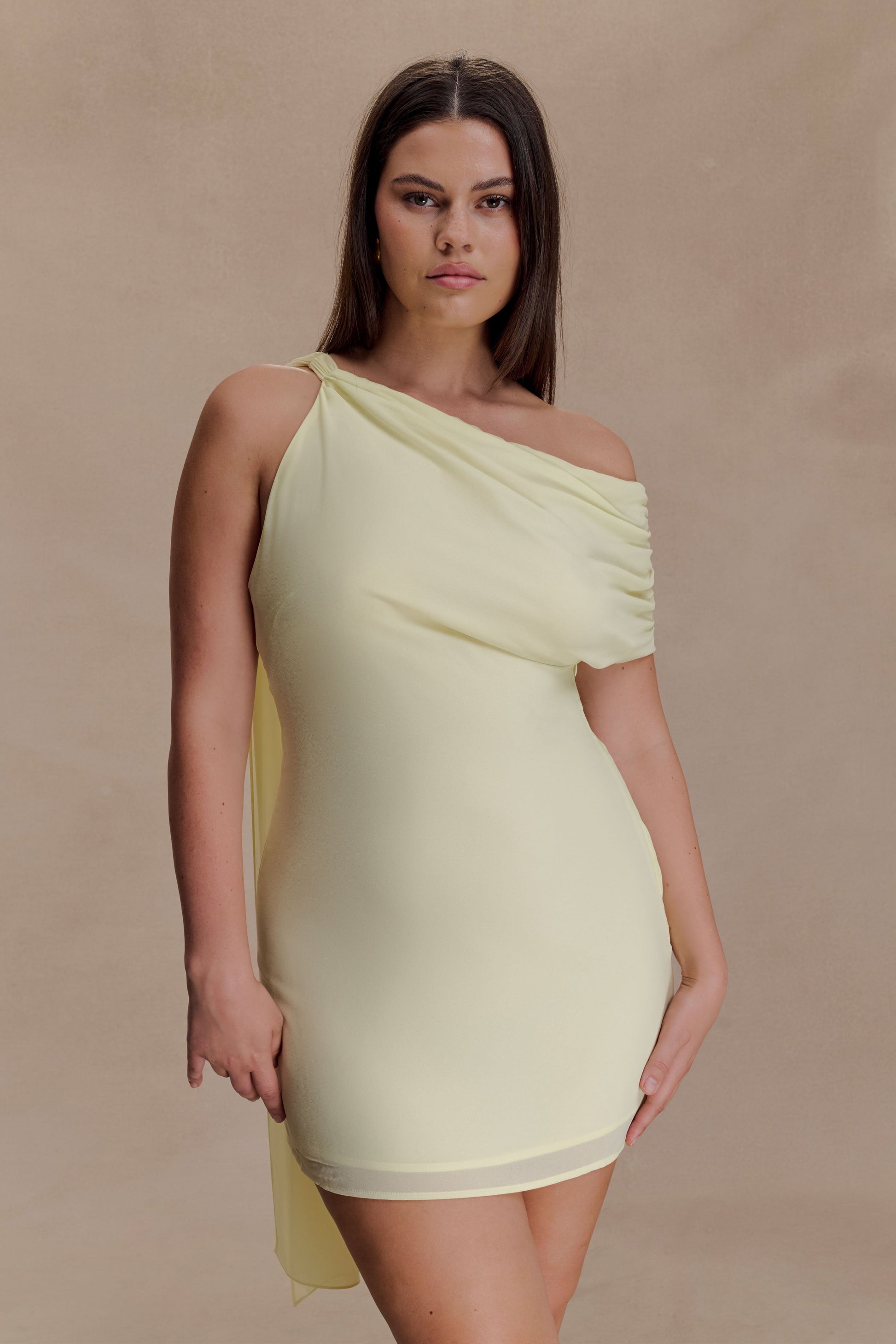 Daisie Chiffon Mini Dress / Lemon | MESHKI