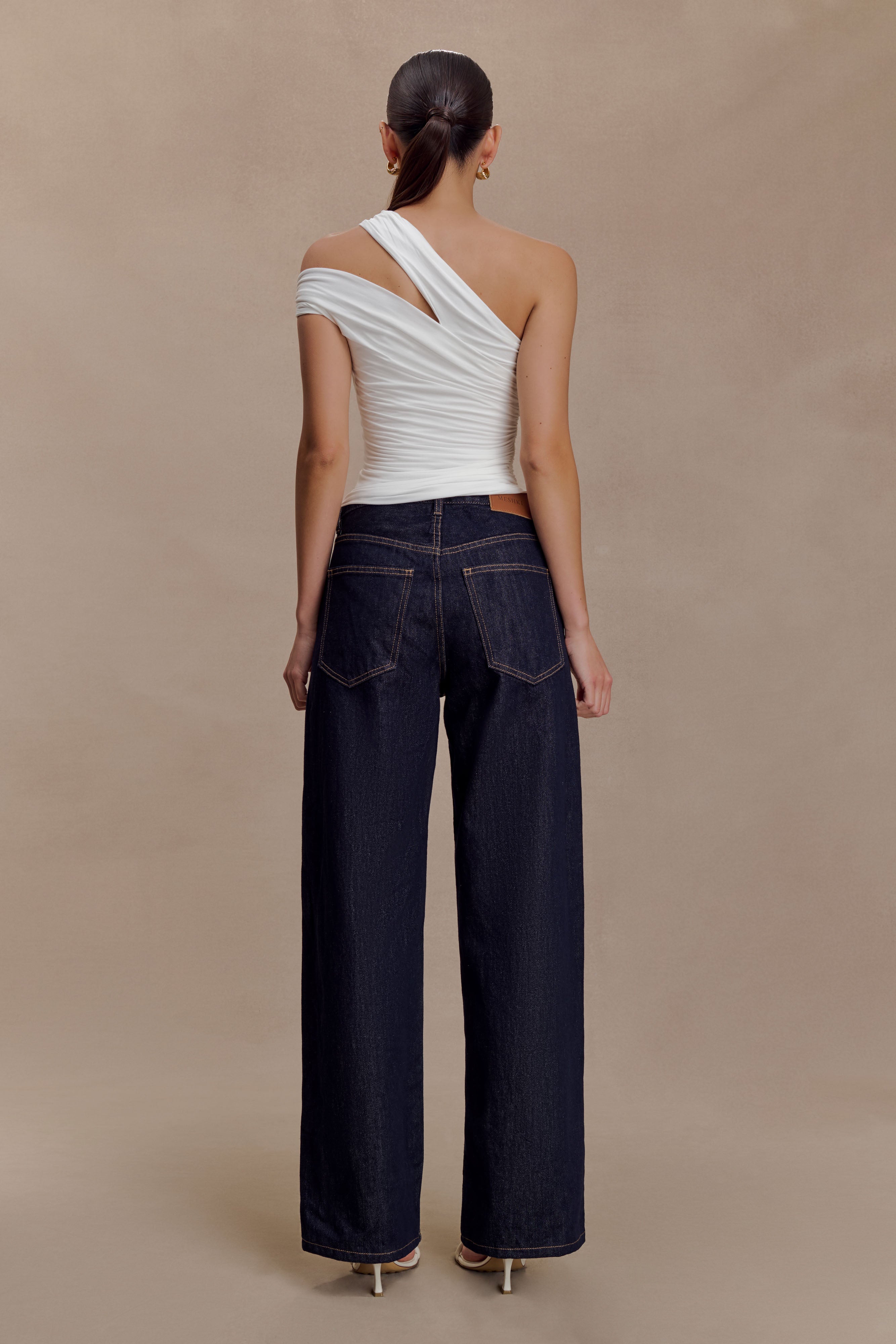 Anna One Shoulder Modal Top - White | MESHKI US