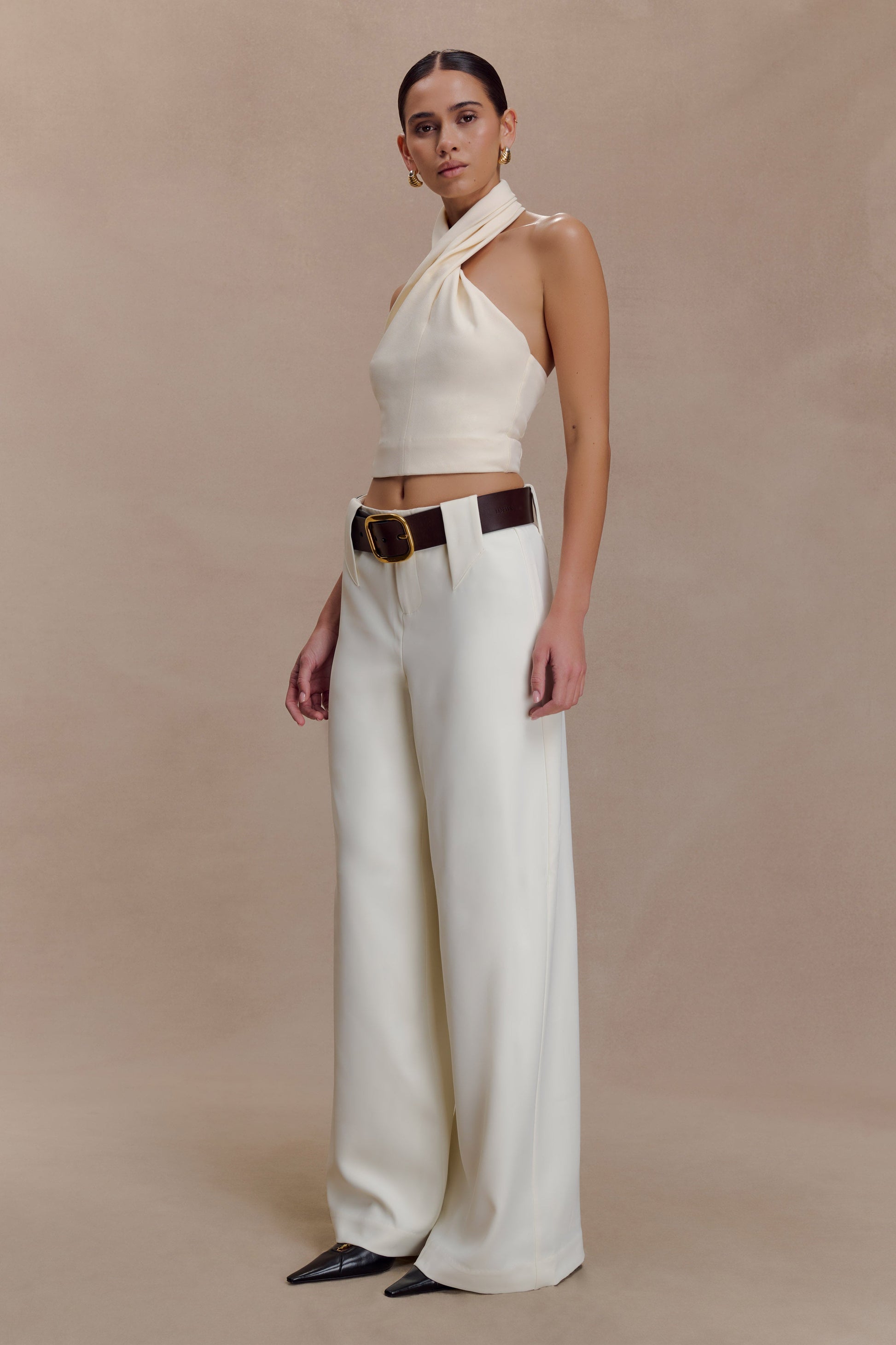 Arlo Wide Leg Suiting Trouser - Ivory #3