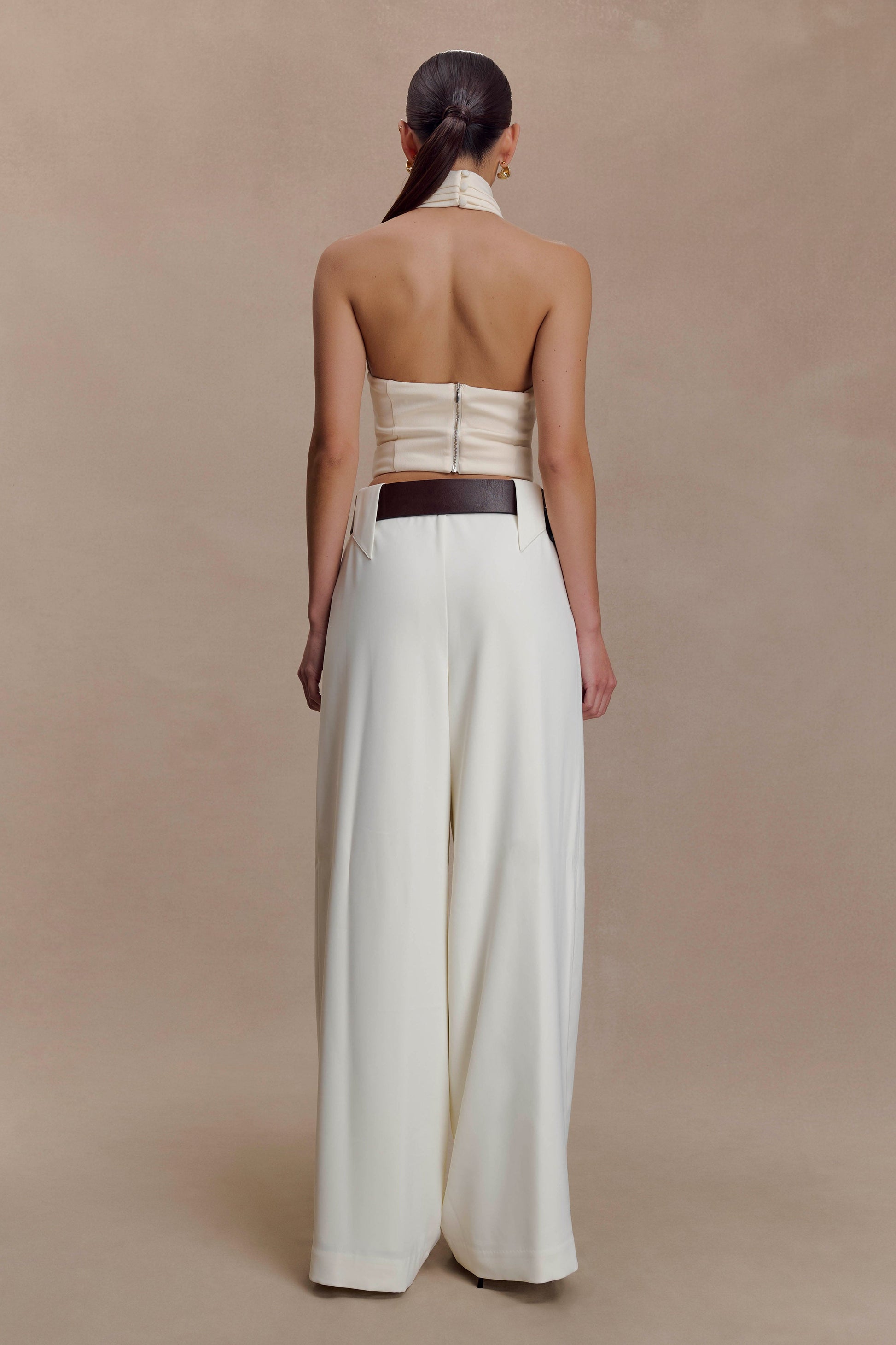 Arlo Wide Leg Suiting Trouser / Ivory | MESHKI | XL Arlo Wide Leg Suiting Trouser / Ivory | MESHKI | XL