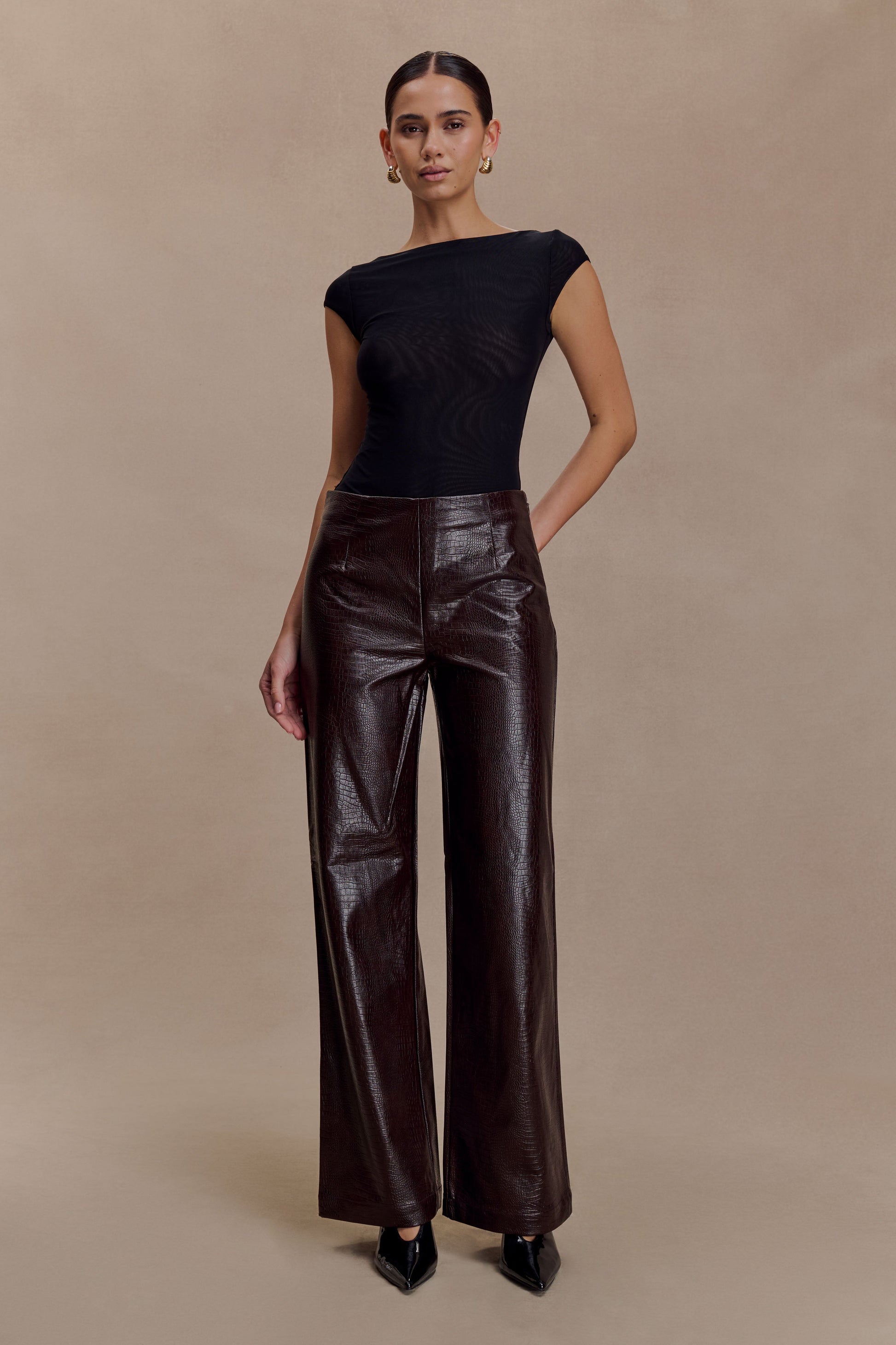 black leather cigarette trousers Wide Leg Cigarette Trouser Black They have a real Women's Legging Sophia Cigarette Black