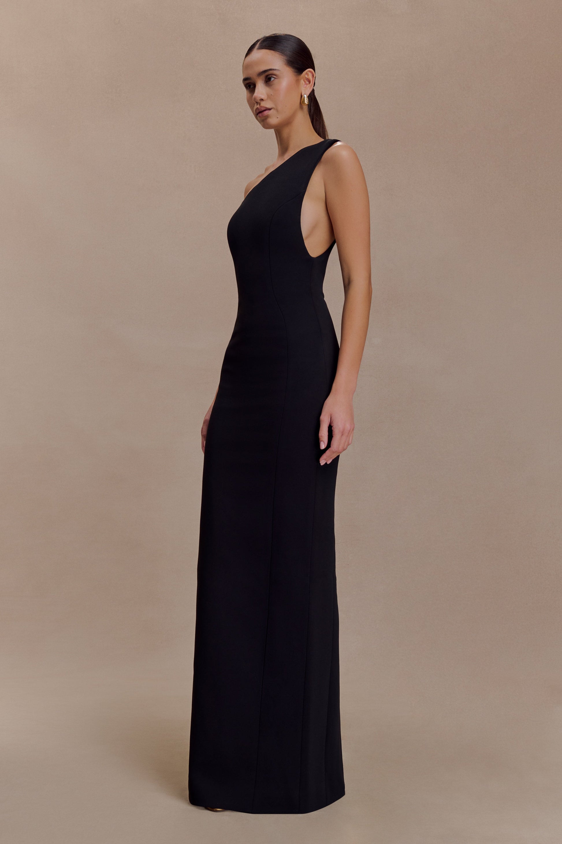 Milena One Shoulder Crepe Maxi Dress / Black | MESHKI | XS Milena One Shoulder Crepe Maxi Dress / Black | MESHKI | XS