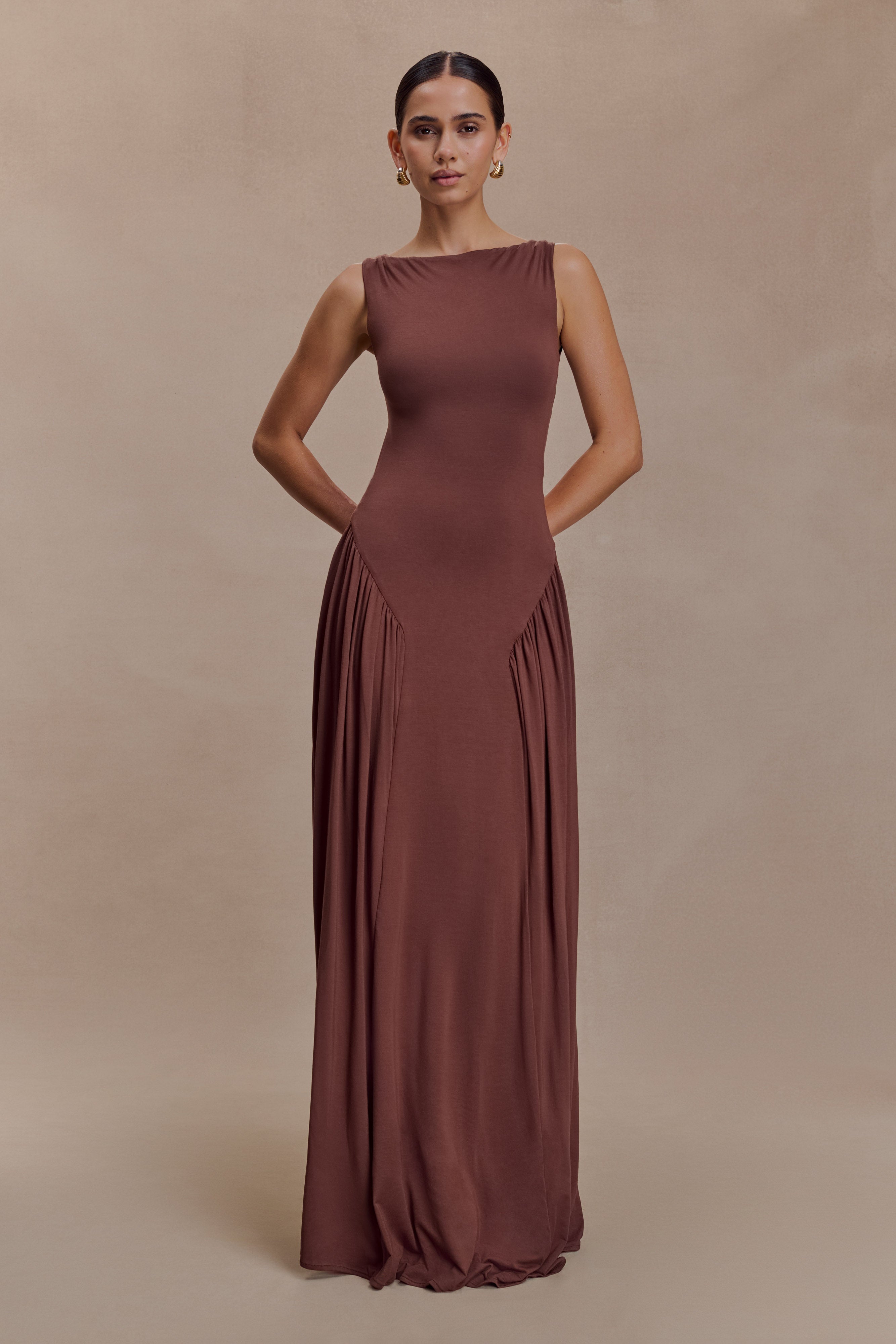 Marnie Modal Sleeveless Maxi Dress - Chocolate | MESHKI US