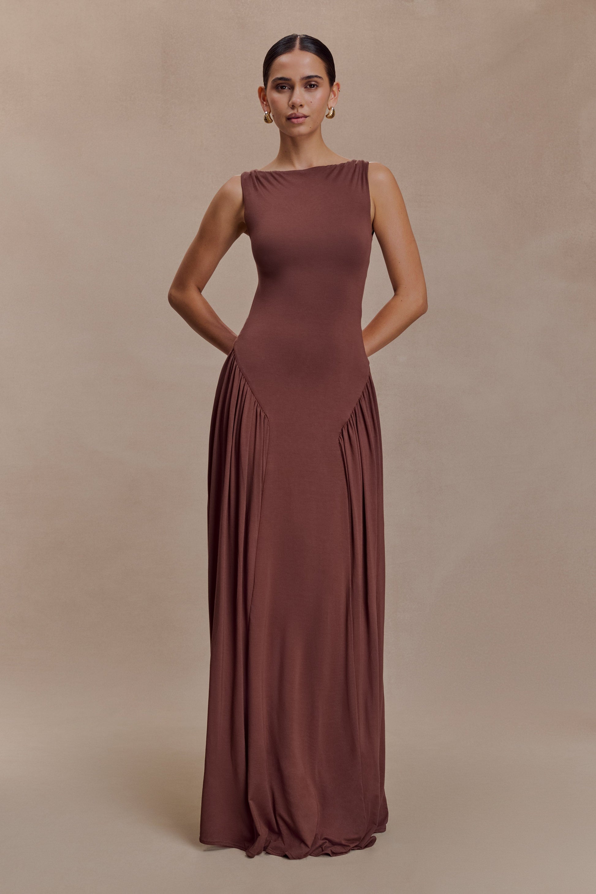 Marnie Modal Sleeveless Maxi Dress / Chocolate | MESHKI | XXS Marnie Modal Sleeveless Maxi Dress / Chocolate | MESHKI | XXS