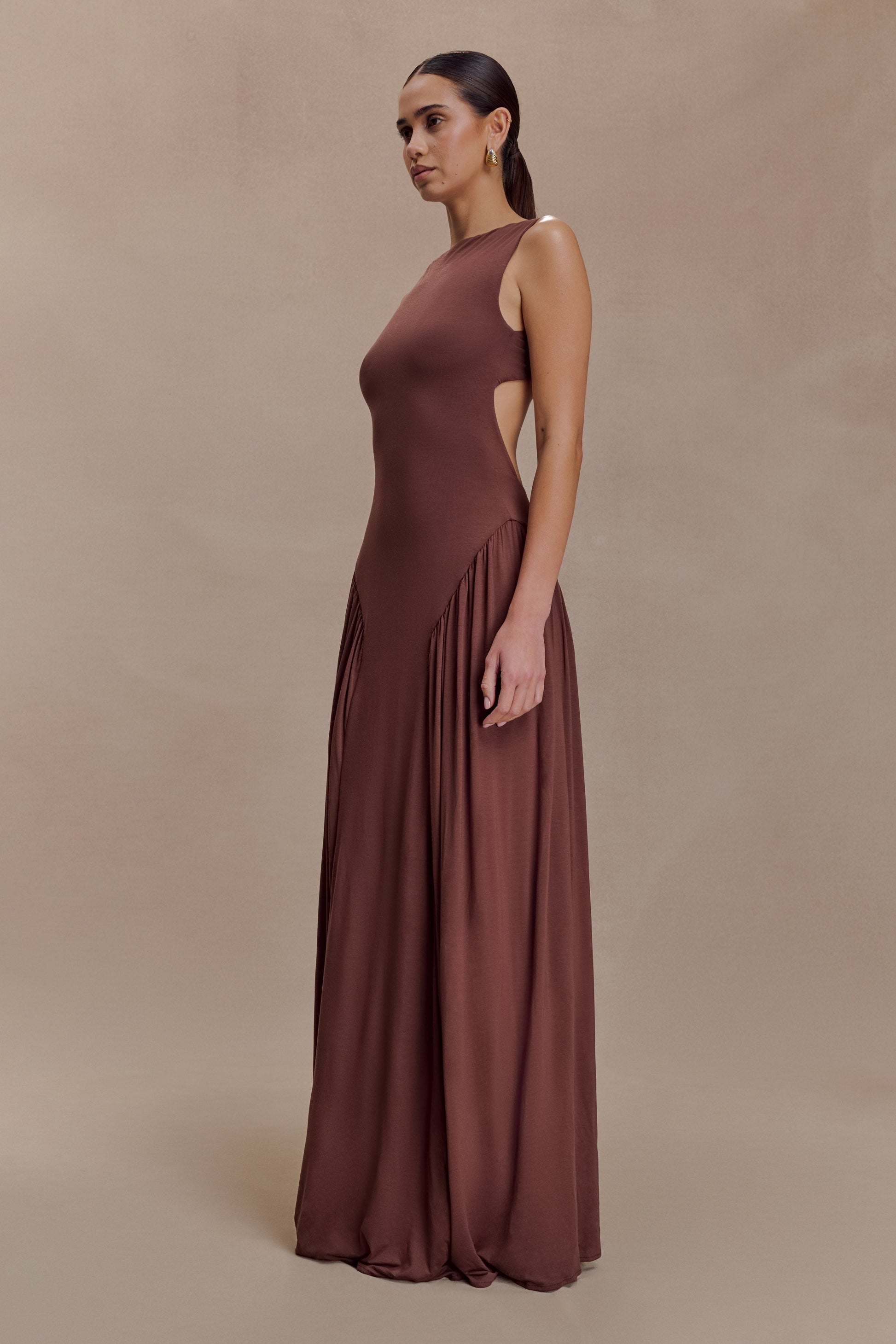 Marnie Modal Sleeveless Maxi Dress / Chocolate | MESHKI | XXS Marnie Modal Sleeveless Maxi Dress / Chocolate | MESHKI | XXS