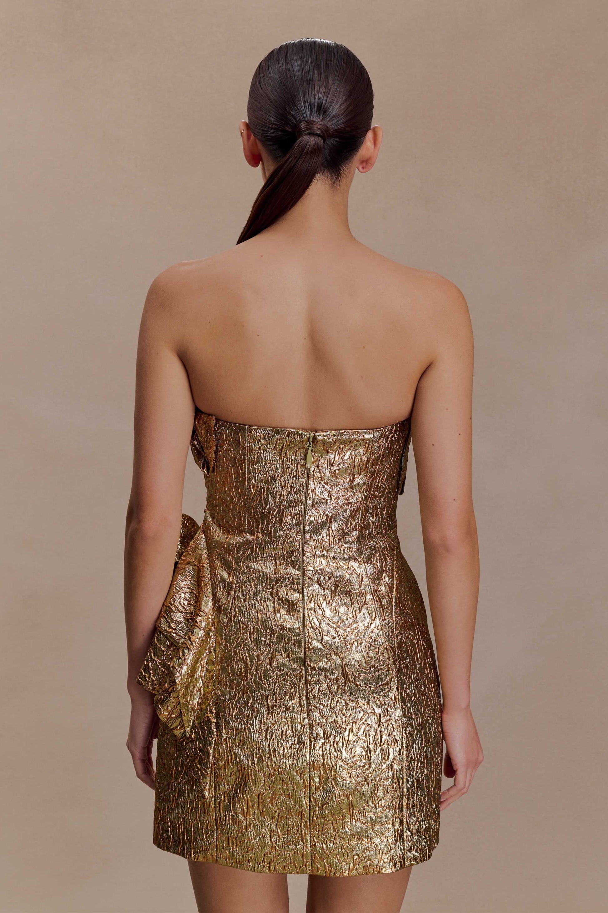 Sadie Structured Mini Dress / Gold | MESHKI