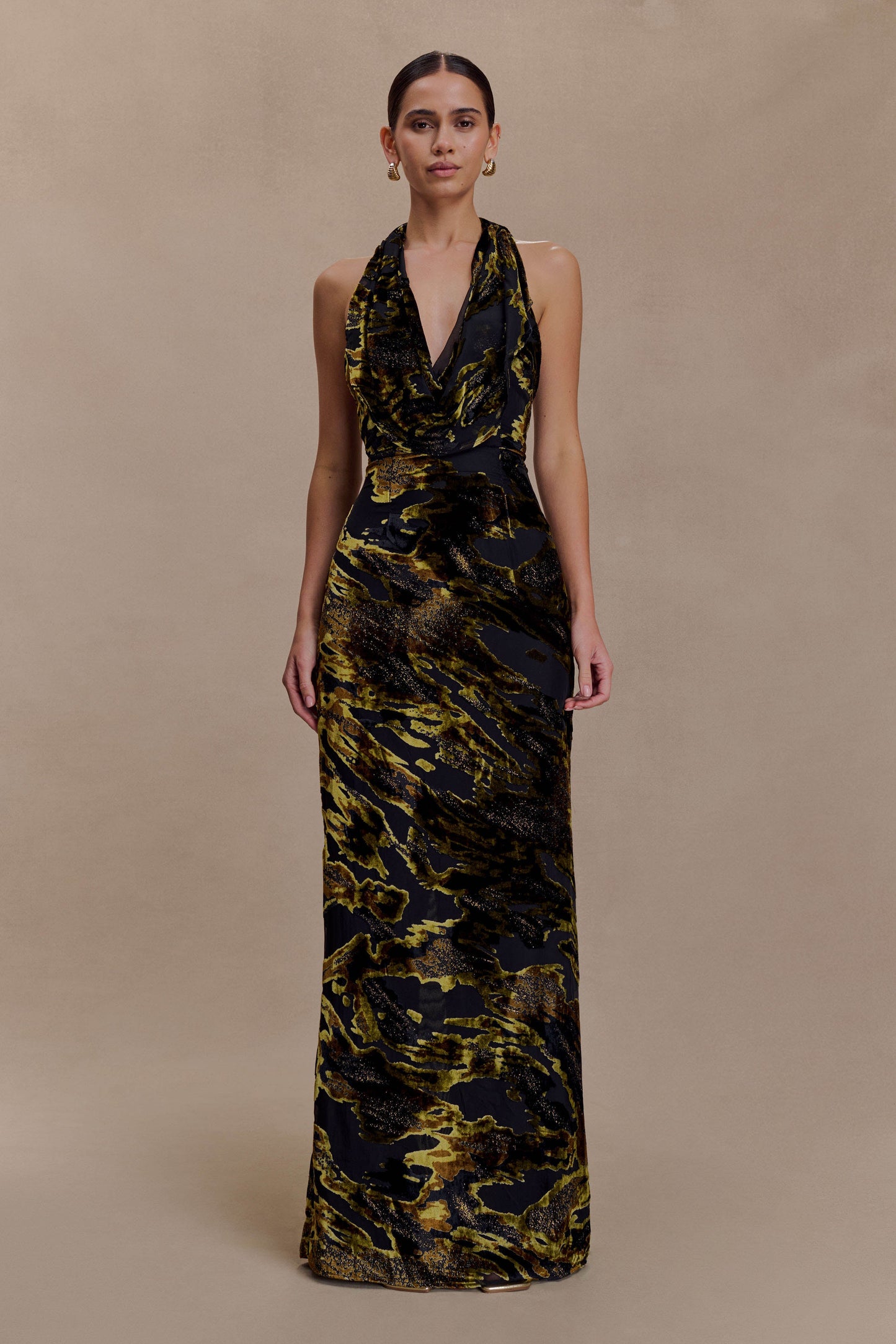 Talila Cowl Front Maxi Dress - Velvet Burnout