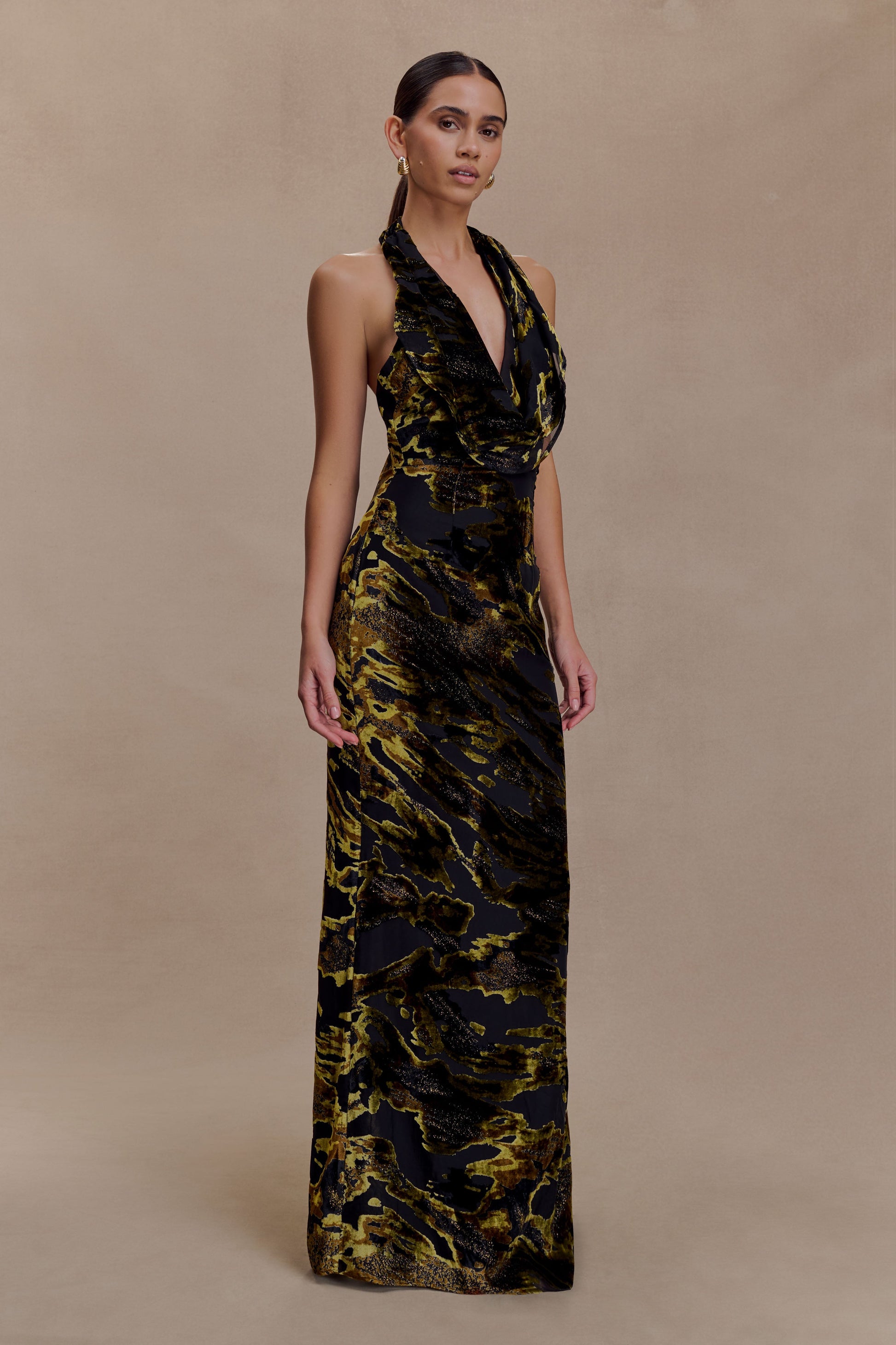 Talila Cowl Front Maxi Dress / Velvet Burnout | MESHKI | 3XL Talila Cowl Front Maxi Dress / Velvet Burnout | MESHKI | 3XL