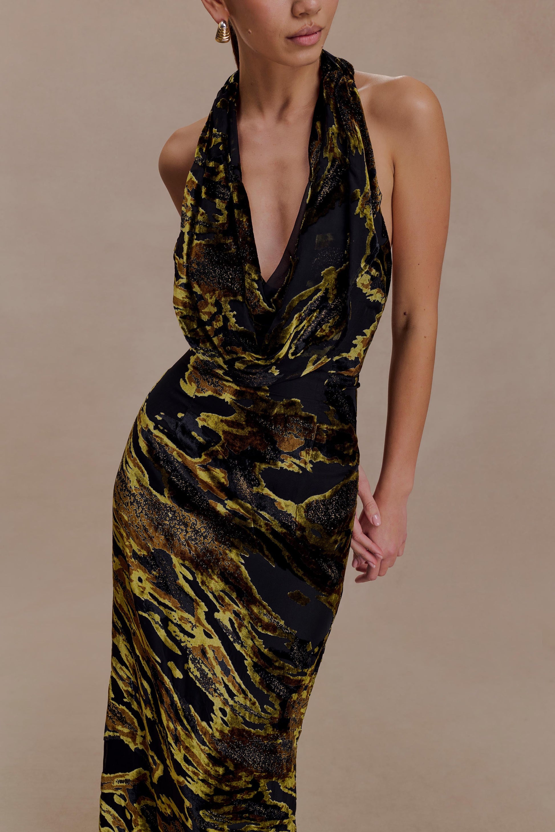 Talila Cowl Front Maxi Dress - Velvet Burnout Talila Cowl Front Maxi Dress - Velvet Burnout