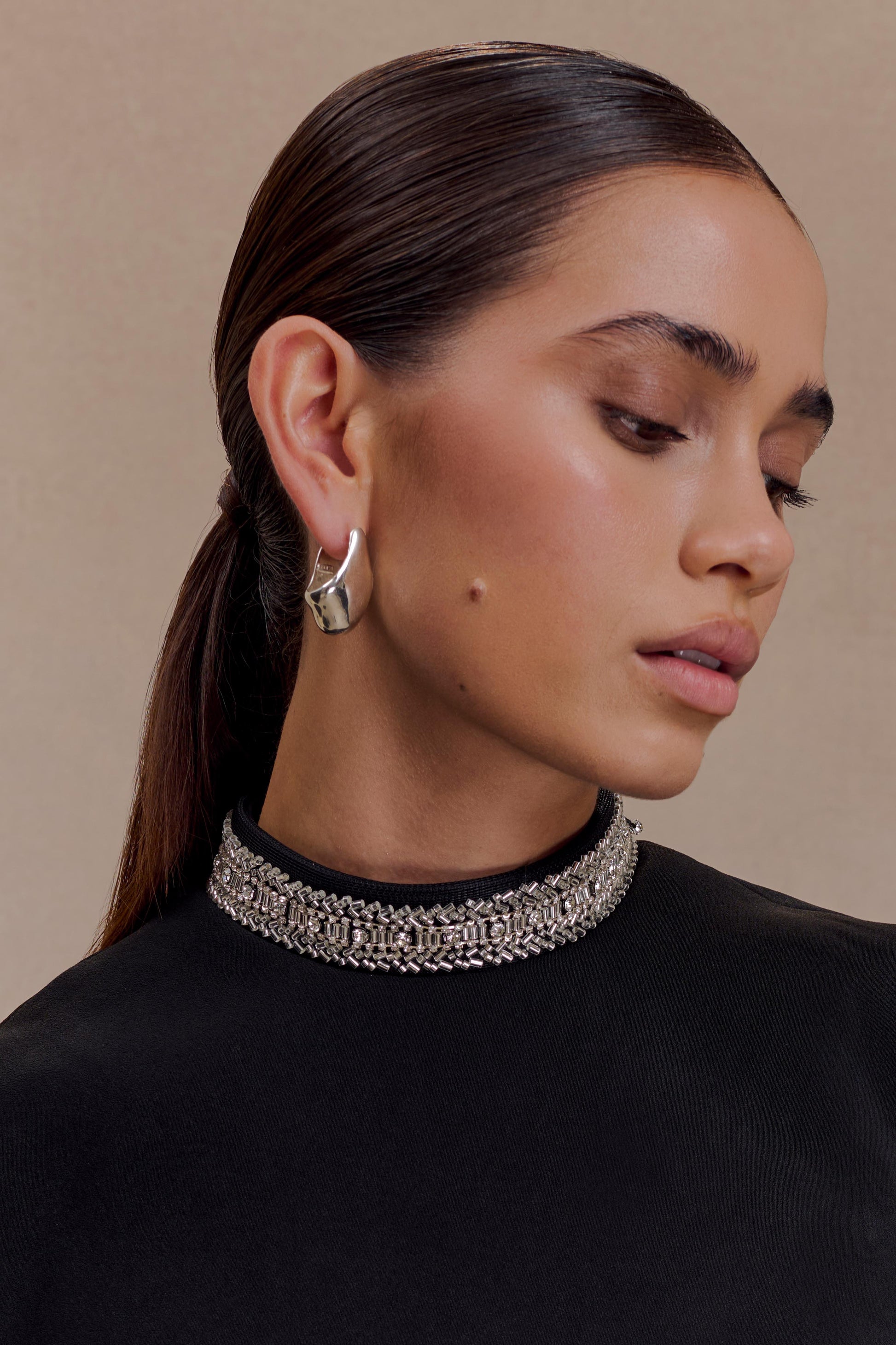 Elisa Diamante Neck Maxi Dress - Black #6