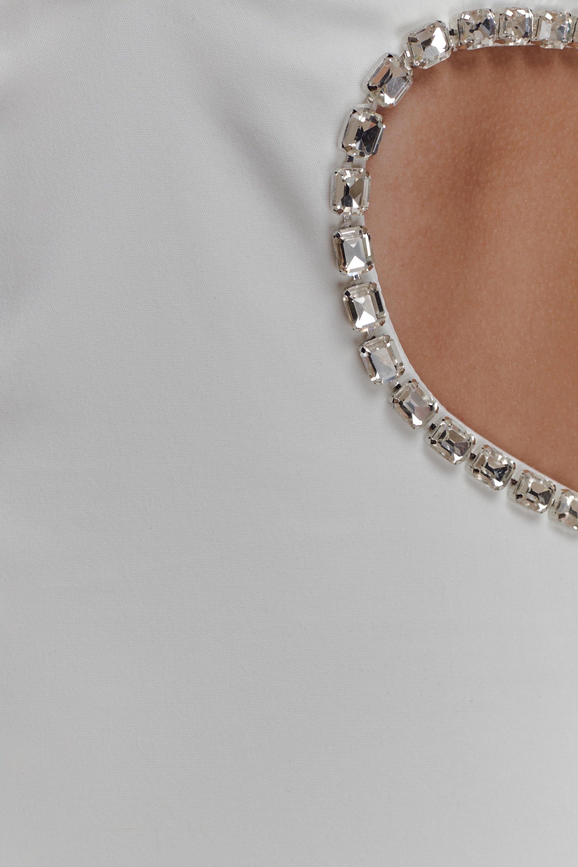 Henny Diamante Trim Cut Out Midi Dress - White #5