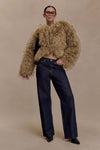 Ottie Faux Fur Cropped Jacket - Brown Multi