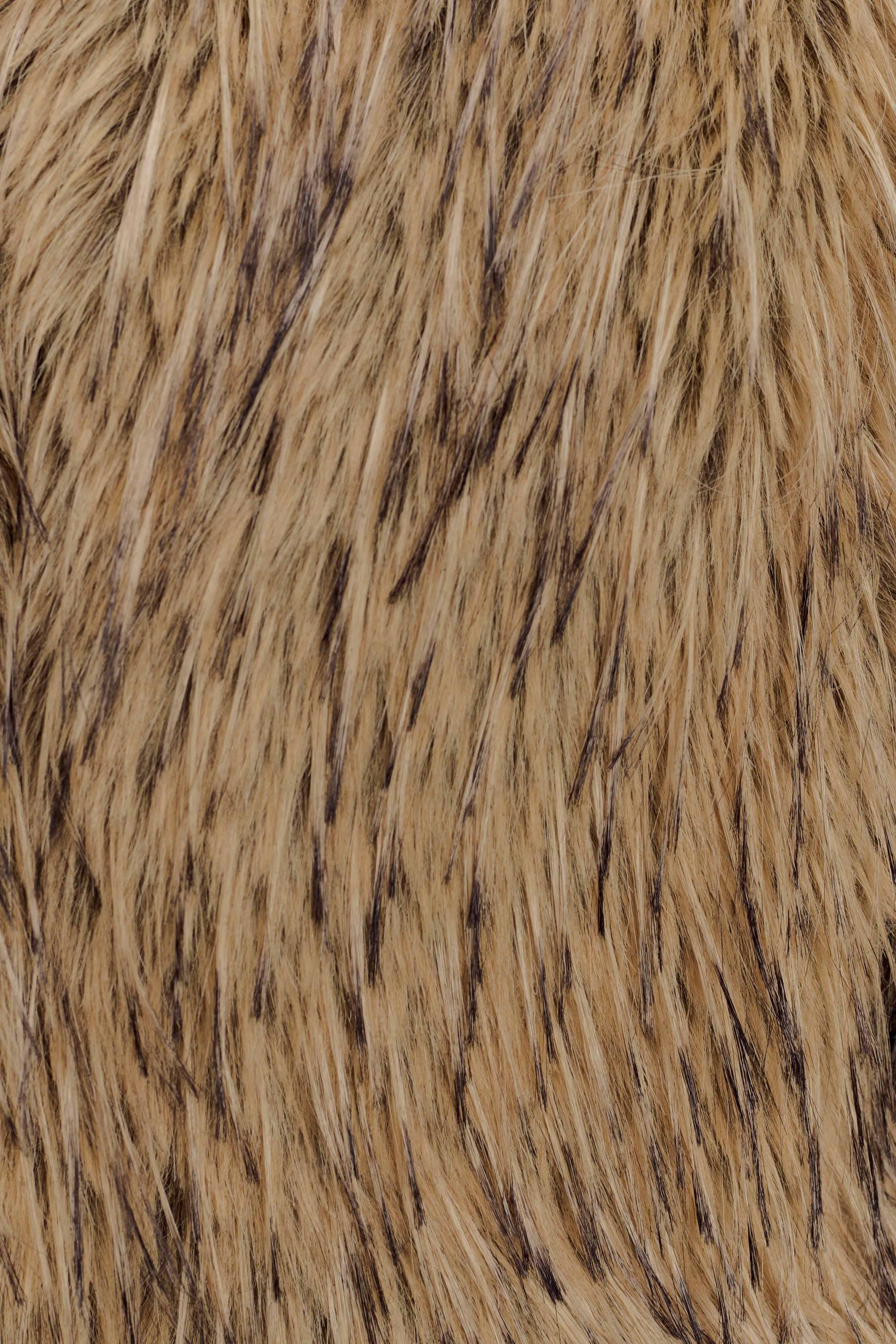 Ottie Mongolian Faux Fur Cropped Jacket - Brown Multi #7