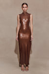 Veronica Sequin Midi Dress - Chocolate