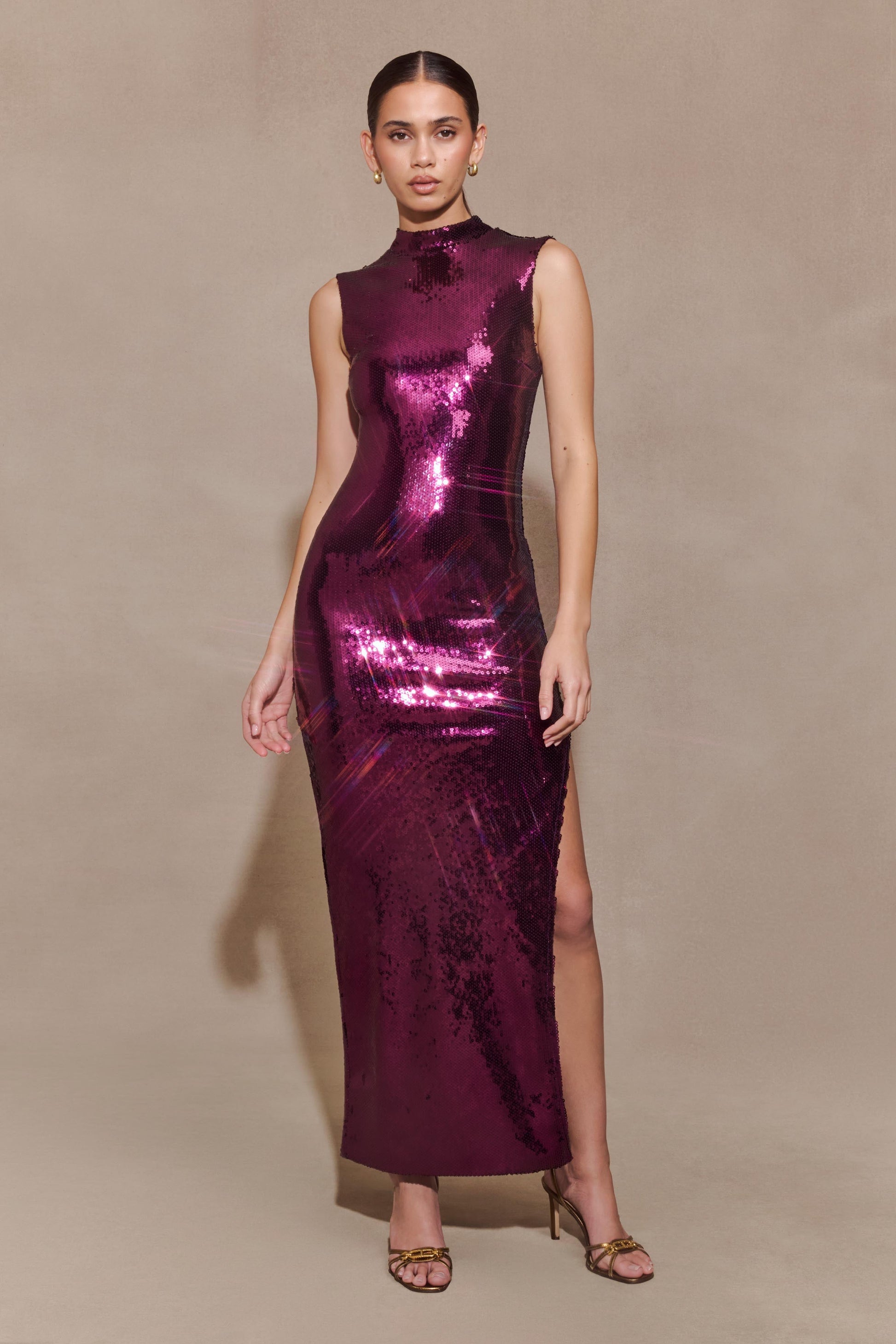 Veronica Sequin Midi Dress - Plum XXS Veronica Sequin Midi Dress - Plum XXS
