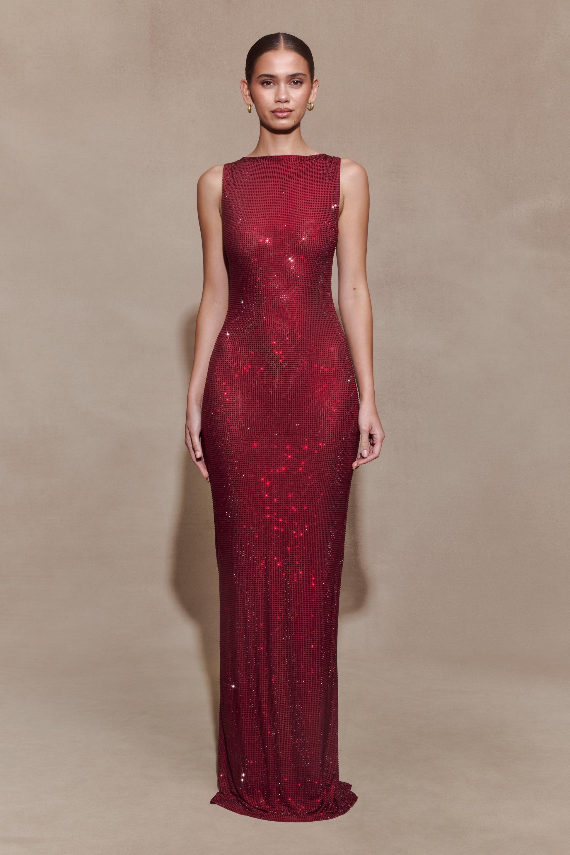 Magnolia Sleeveless Diamante Maxi Dress / Wine | MESHKI | L Magnolia Sleeveless Diamante Maxi Dress / Wine | MESHKI | L
