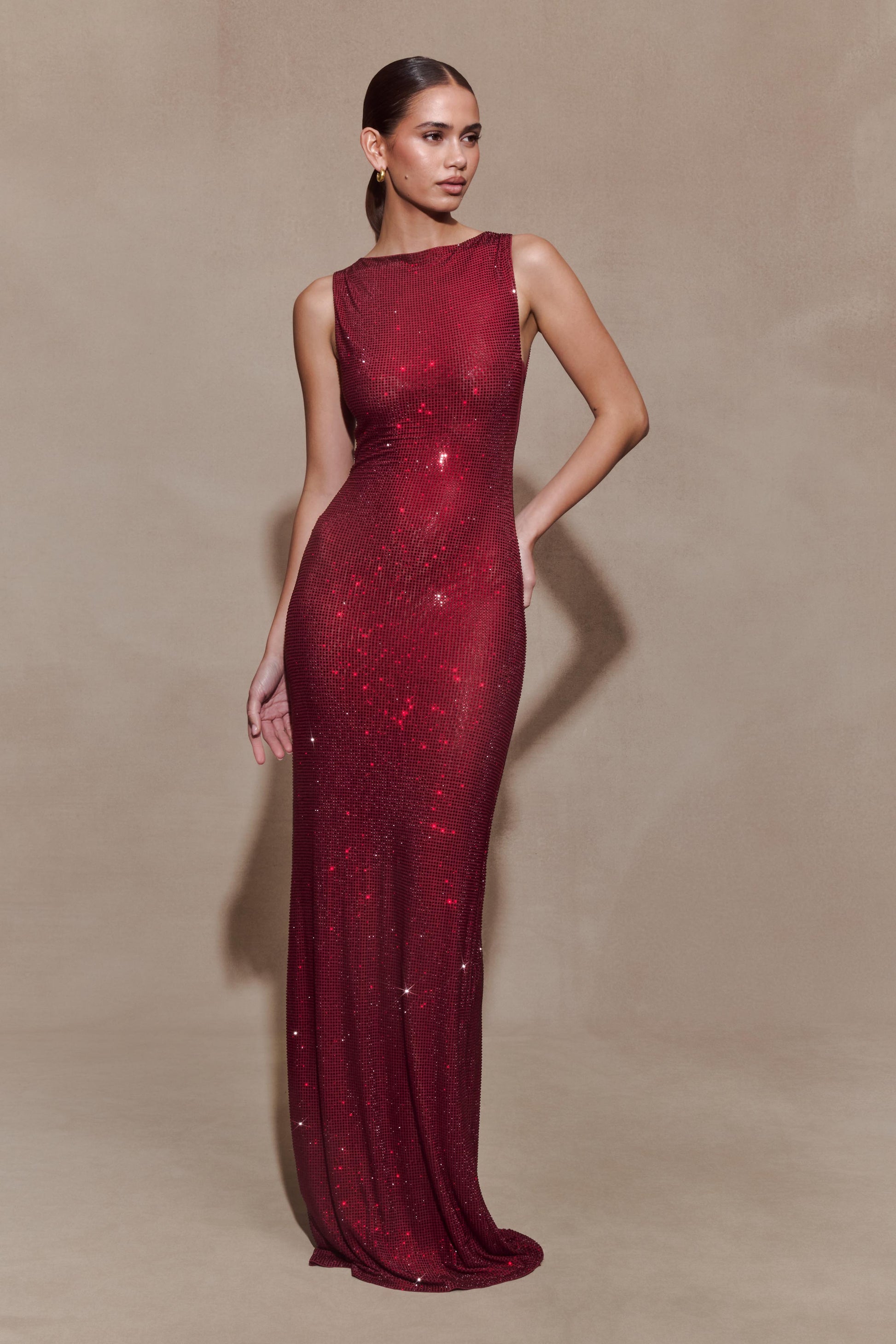 Magnolia Sleeveless Diamante Maxi Dress / Wine | Meshki | XXS Magnolia Sleeveless Diamante Maxi Dress / Wine | Meshki | XXS