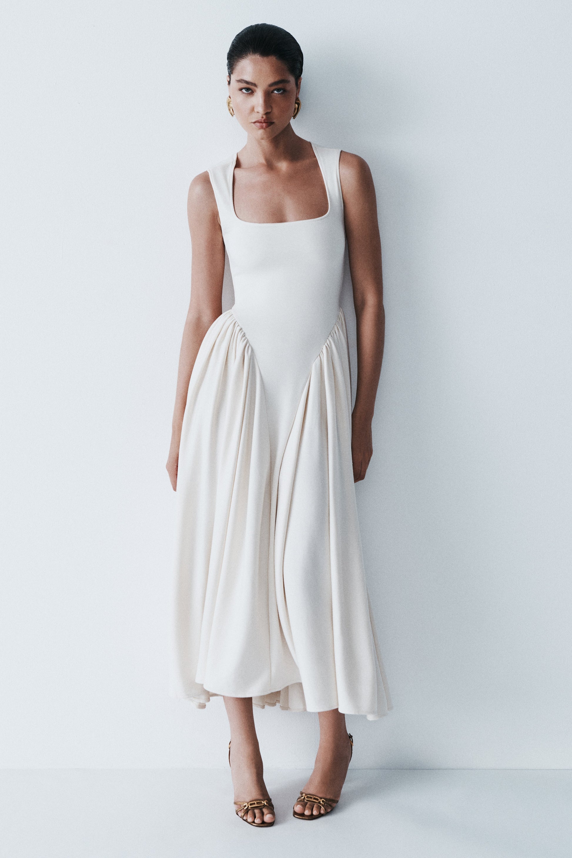 Sharon Scuba Jersey Midi Dress / Ivory | MESHKI