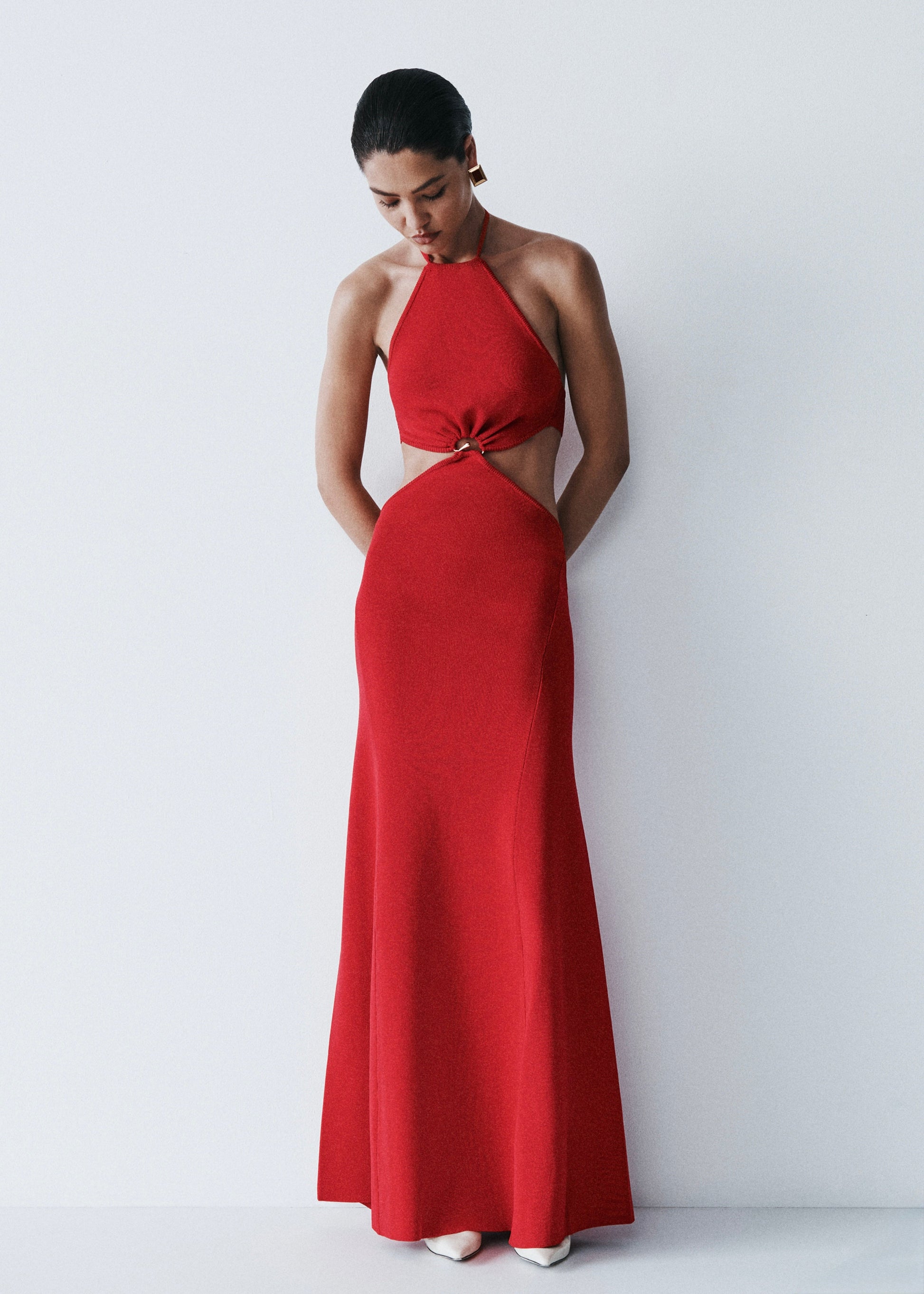 fitted lace wedding dress Marlowe Halter Knit Maxi Dress - Red fitted lace wedding dress Marlowe Halter Knit Maxi Dress - Red