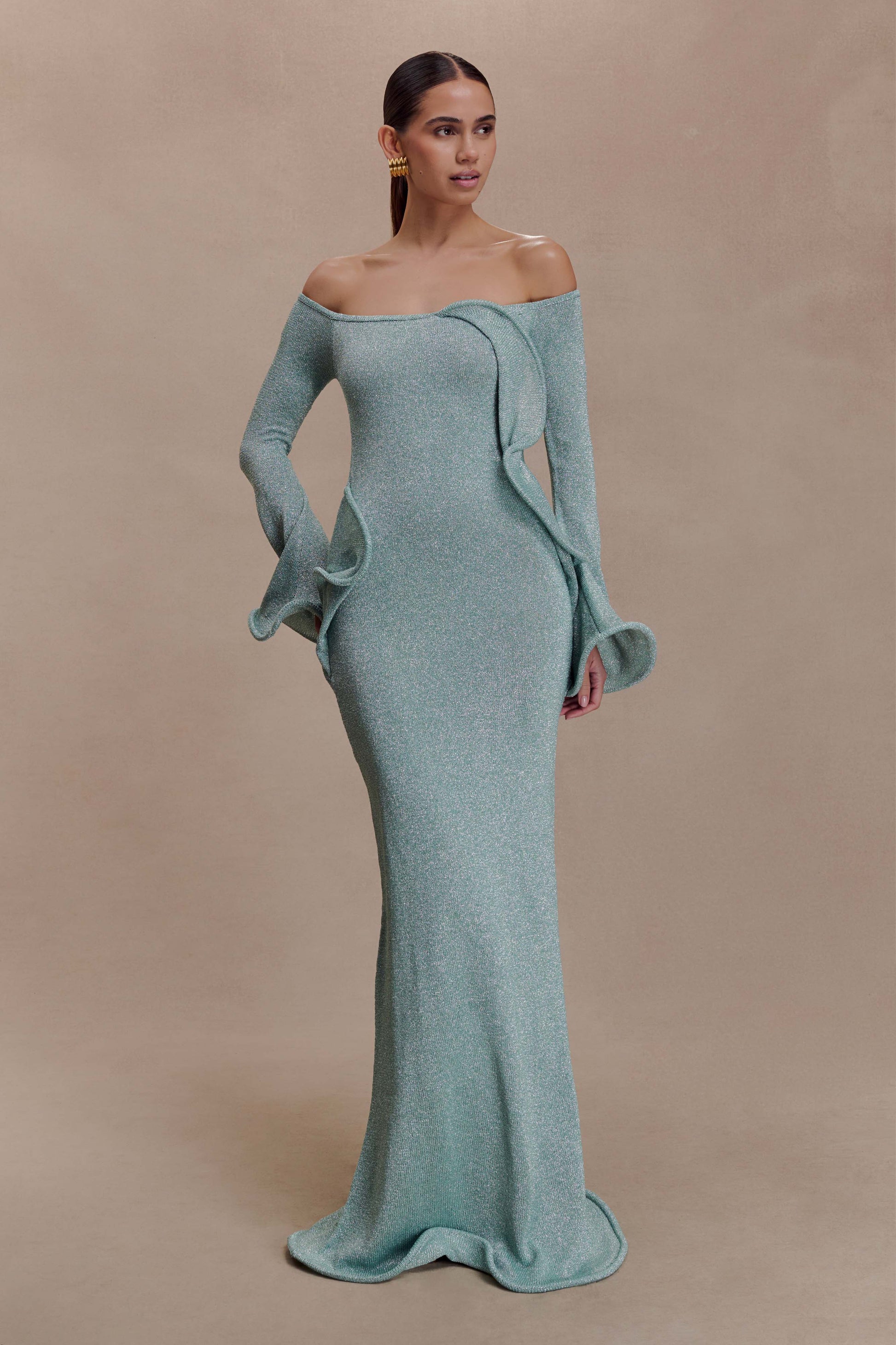 Sandrine Lurex Knit Maxi Dress / Aqua | MESHKI | M Sandrine Lurex Knit Maxi Dress / Aqua | MESHKI | M