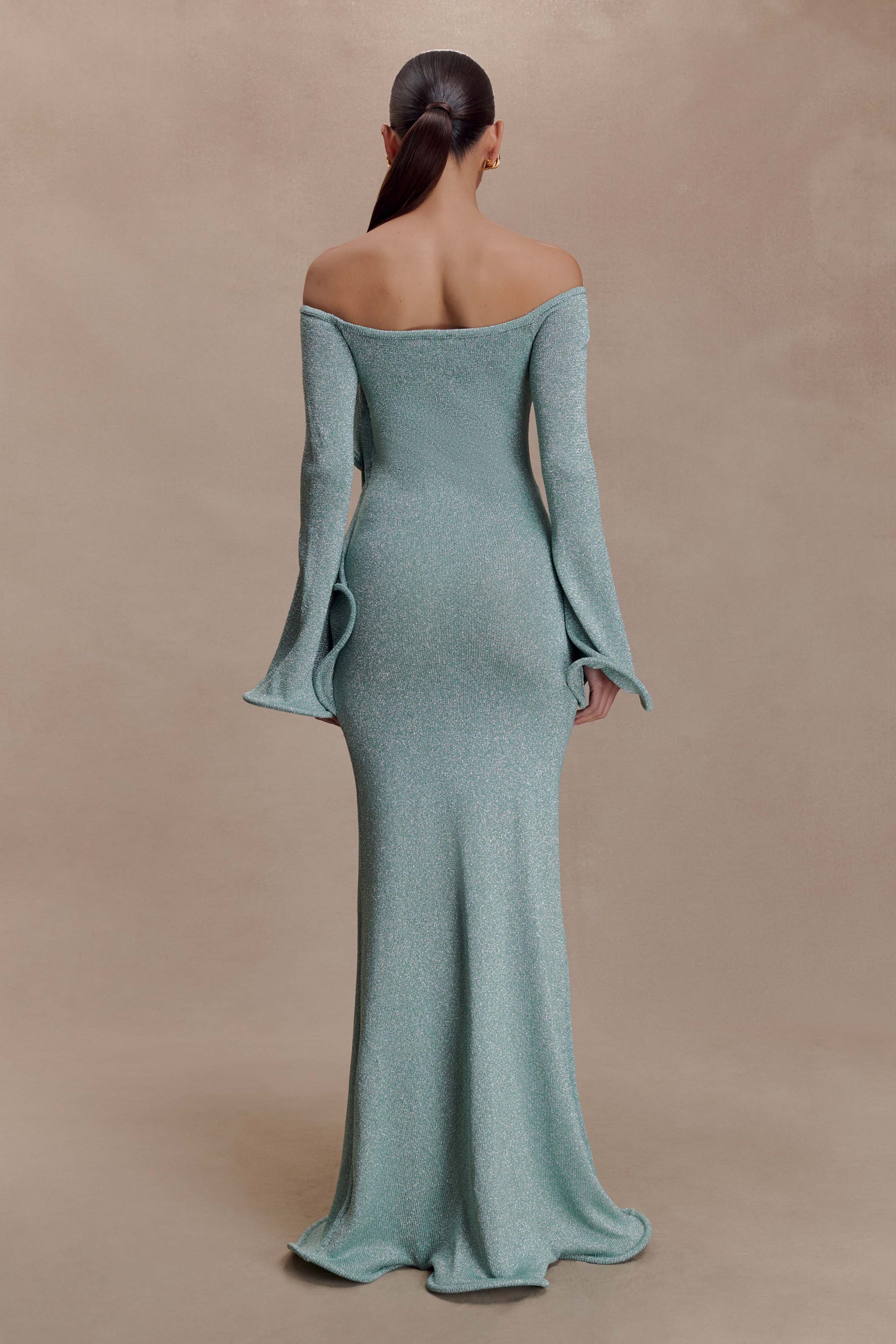 Sandrine Lurex Knit Maxi Dress / Aqua | MESHKI