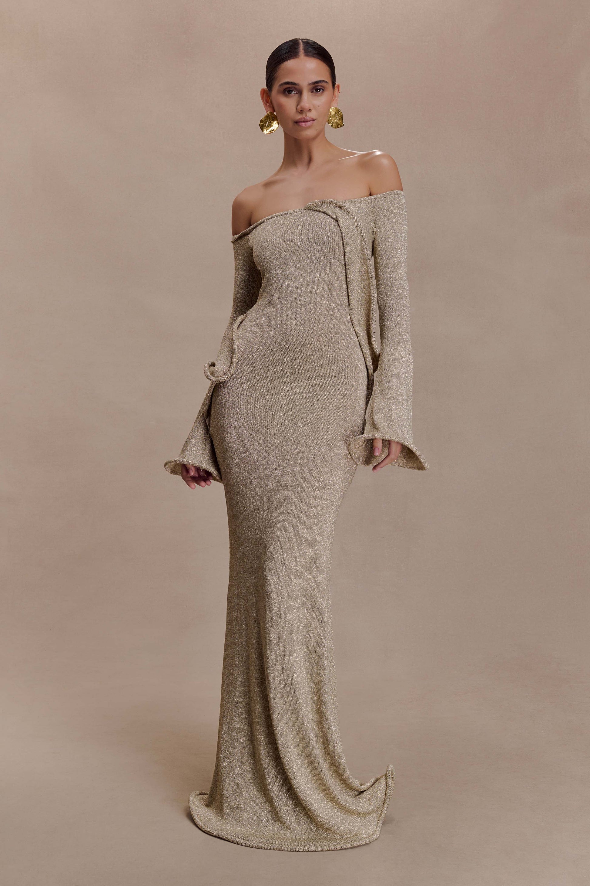 Sandrine Lurex Knit Maxi Dress / Gold | MESHKI | M Sandrine Lurex Knit Maxi Dress / Gold | MESHKI | M