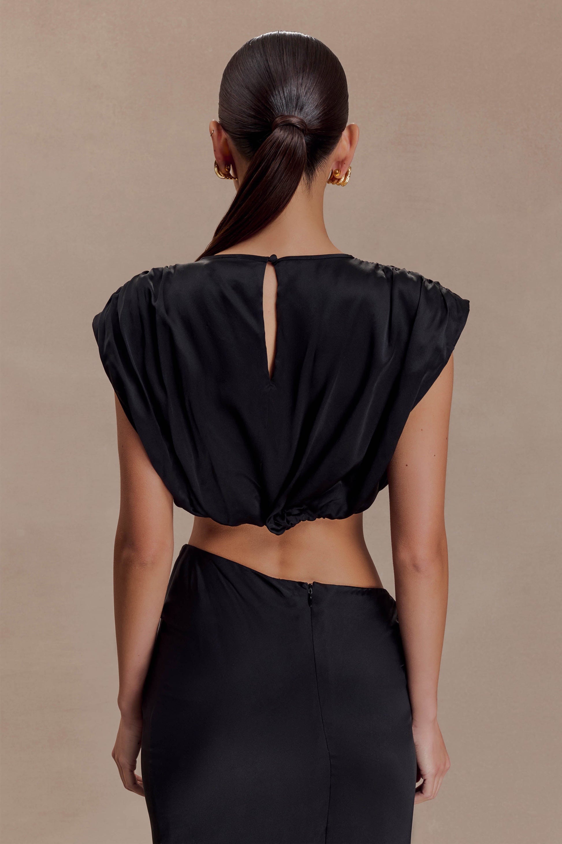 Zendaya Silk Crop Top - Black #2