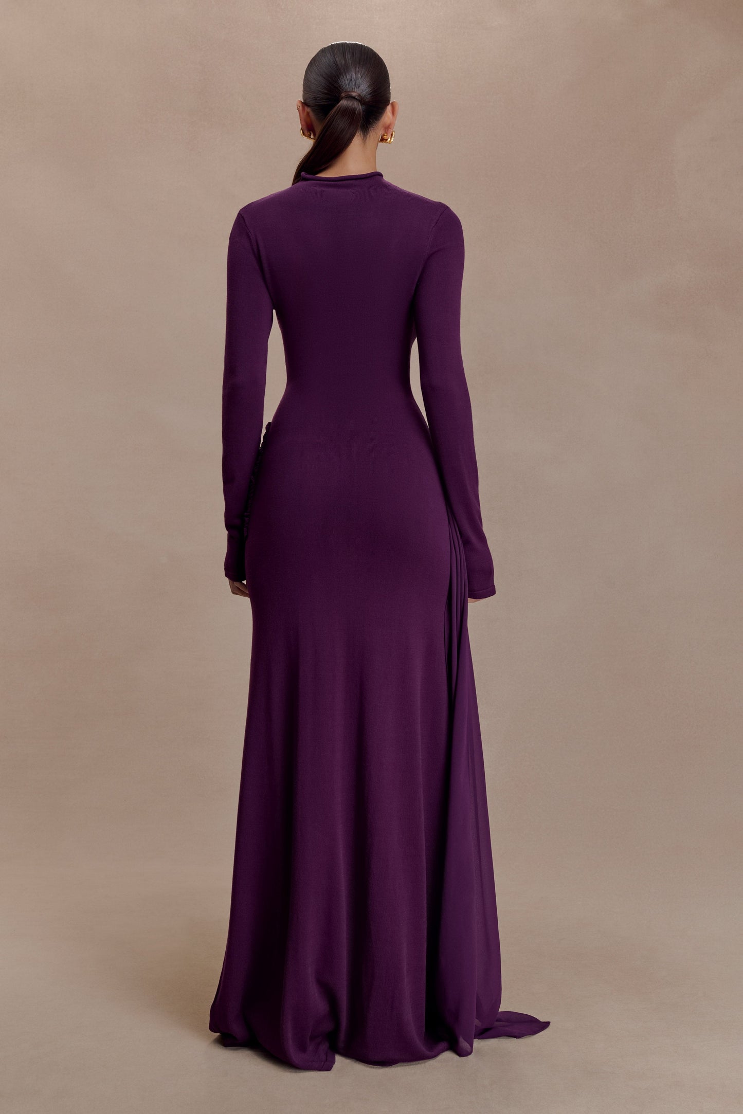 Grayson Knit Chiffon Maxi Dress - Plum