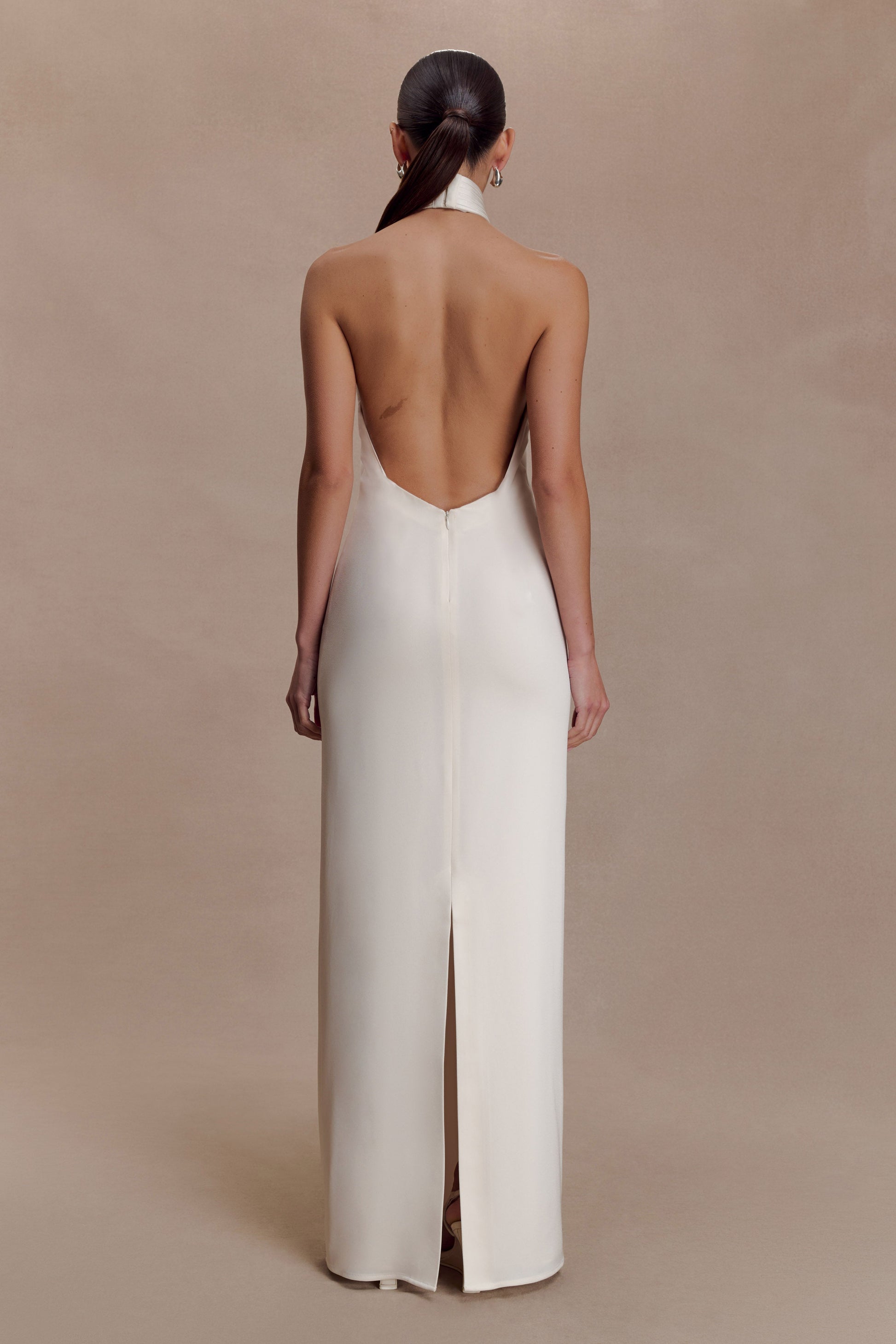 Freja Halter Maxi Dress With Hardware / Blush Ivory | MESHKI