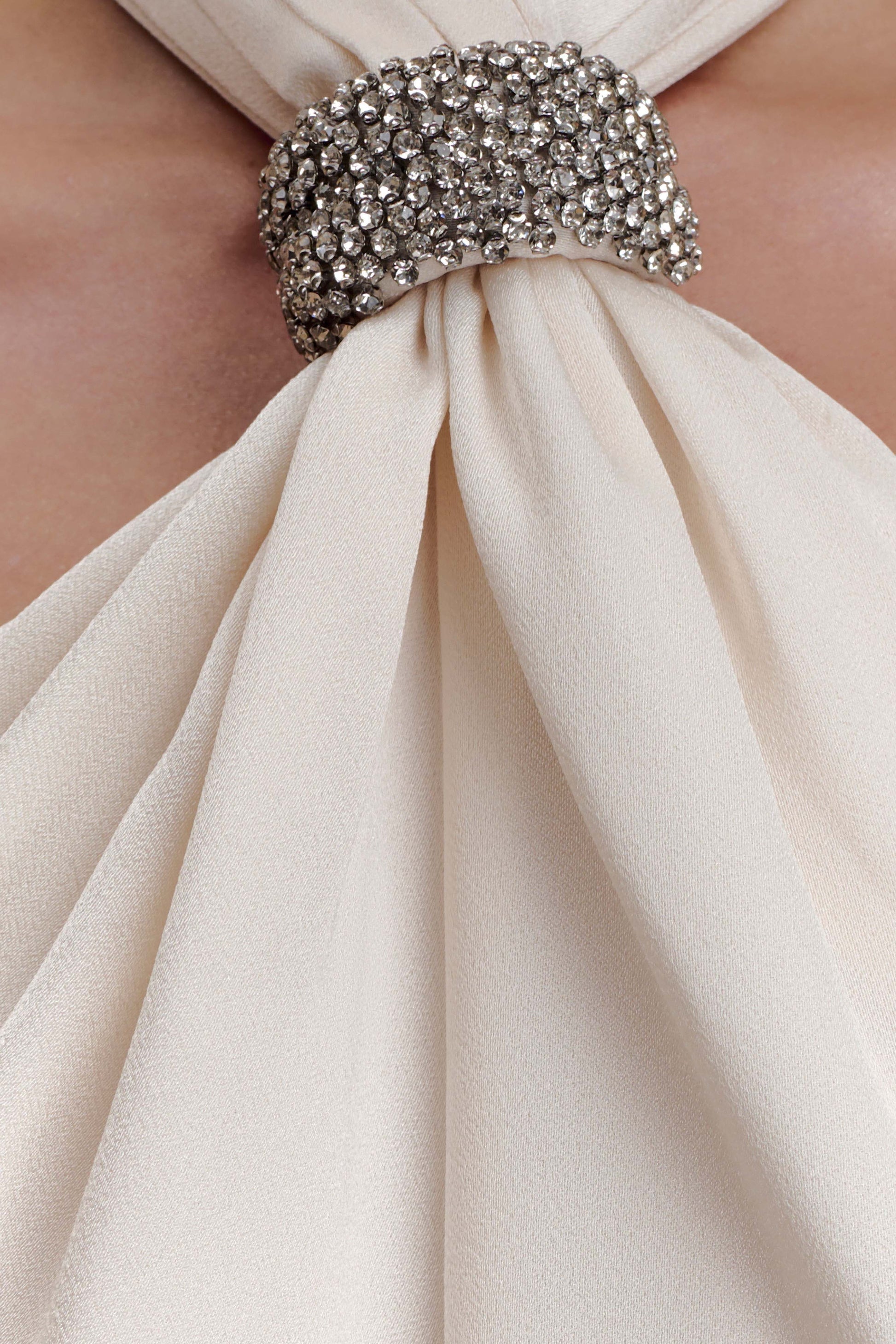 Freja Halter Maxi Dress With Hardware - Blush Ivory | MESHKI US Freja Halter Maxi Dress With Hardware - Blush Ivory | MESHKI US