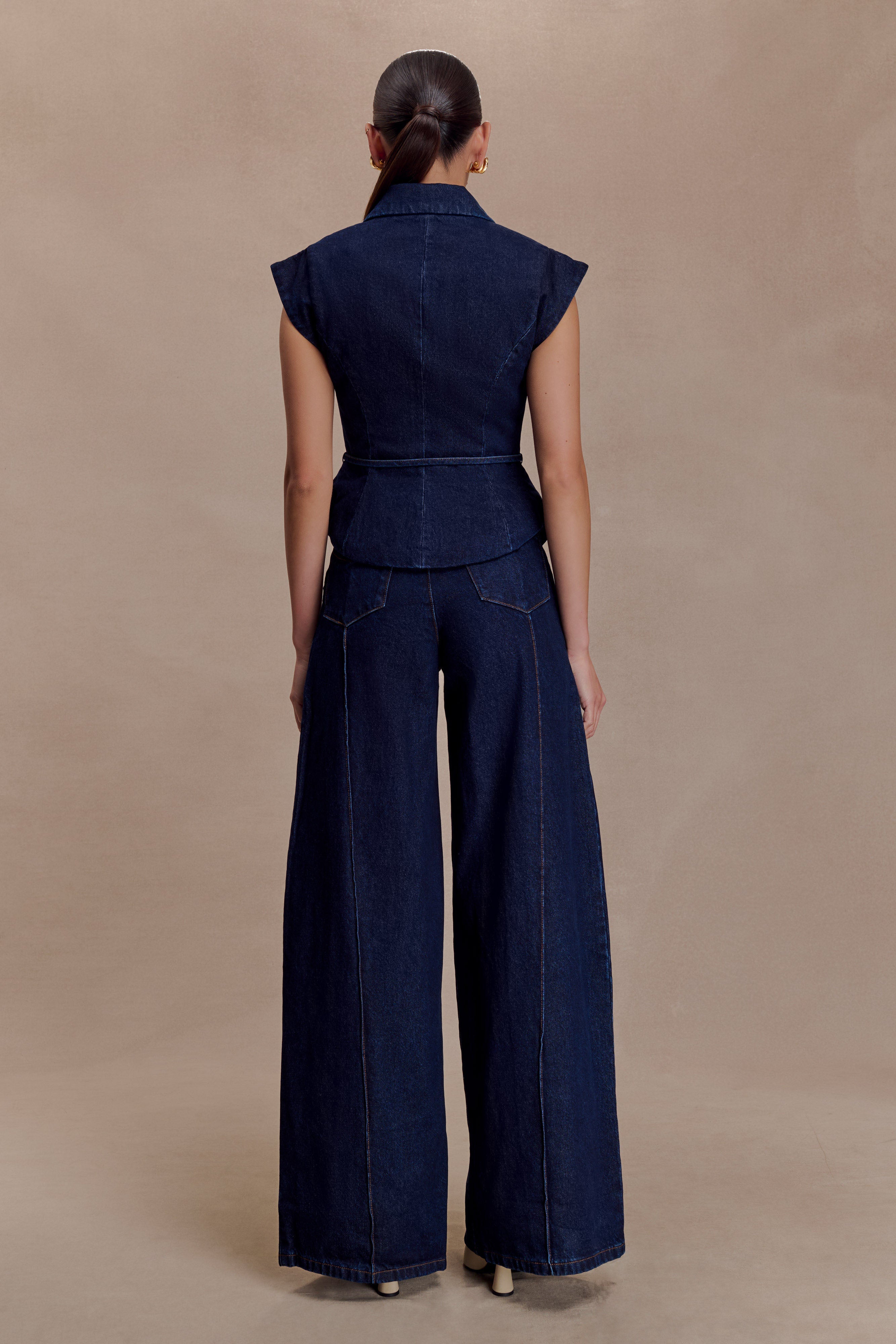 Beatrix High Rise Denim Jeans - Indigo Blue | MESHKI US