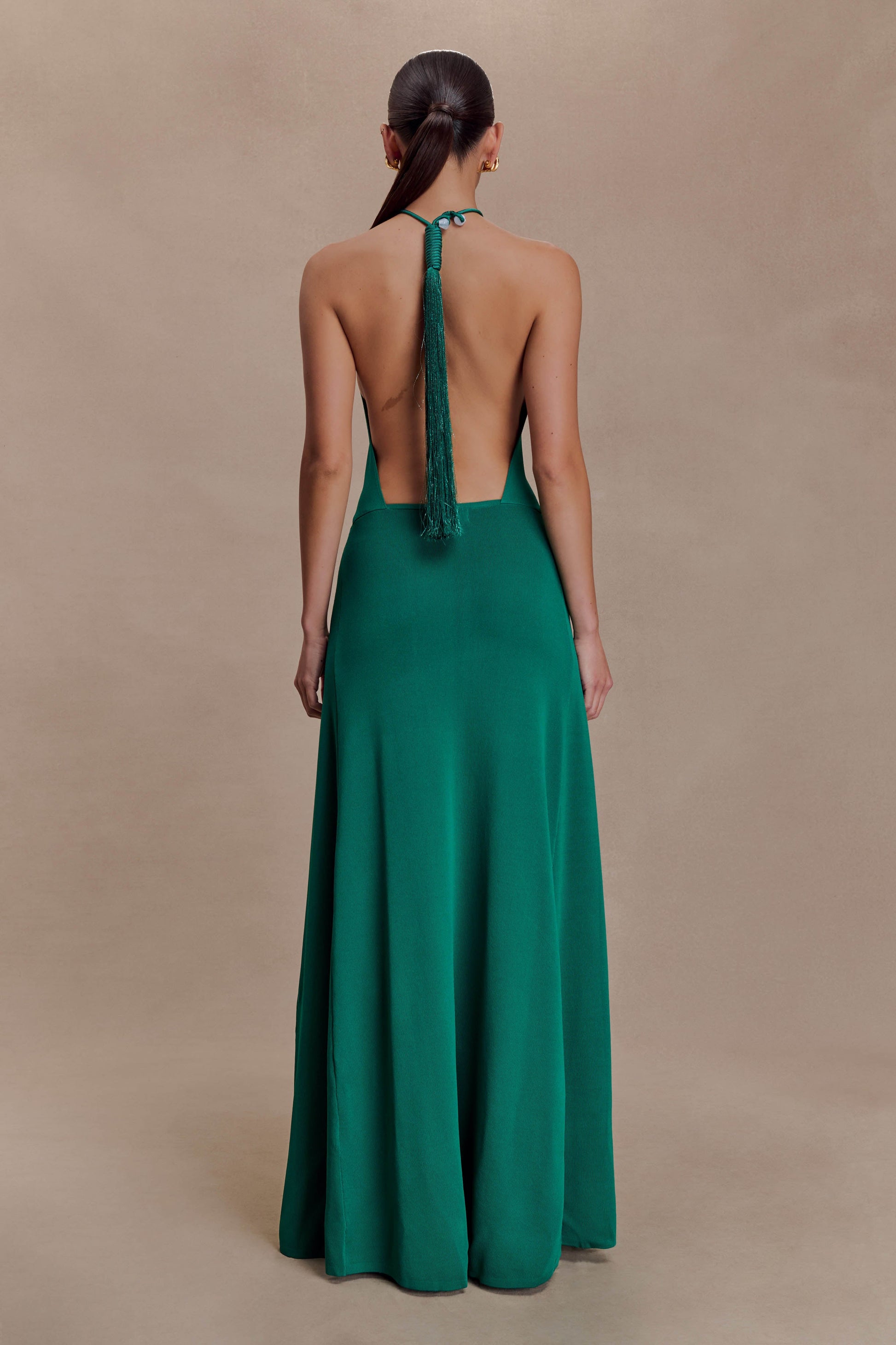 Meg Halter Tassel Maxi Dress / Emerald | MESHKI