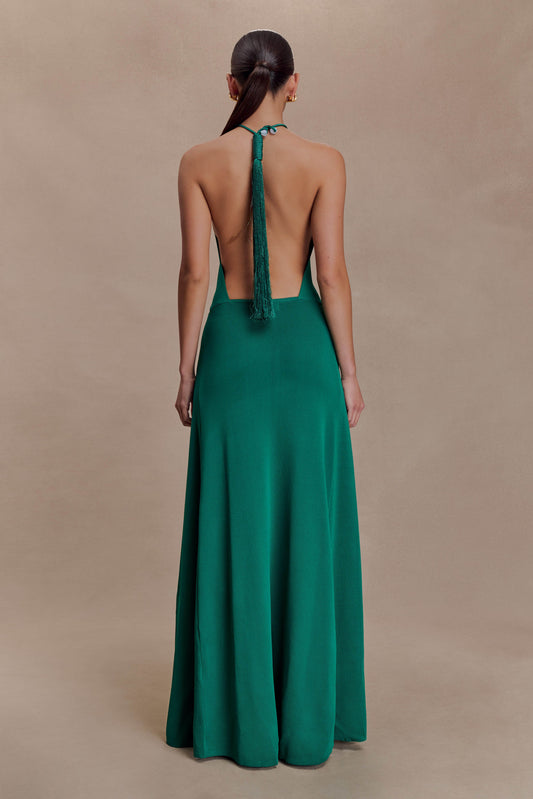 Meg Halter Tassel Maxi Dress - Emerald