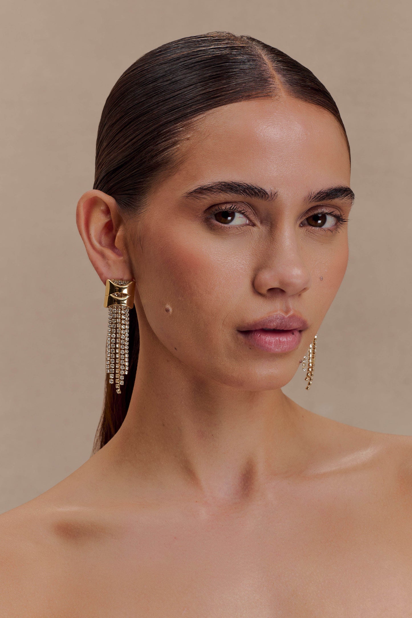 Shea Crystal Fringe Drop Earrings - Gold