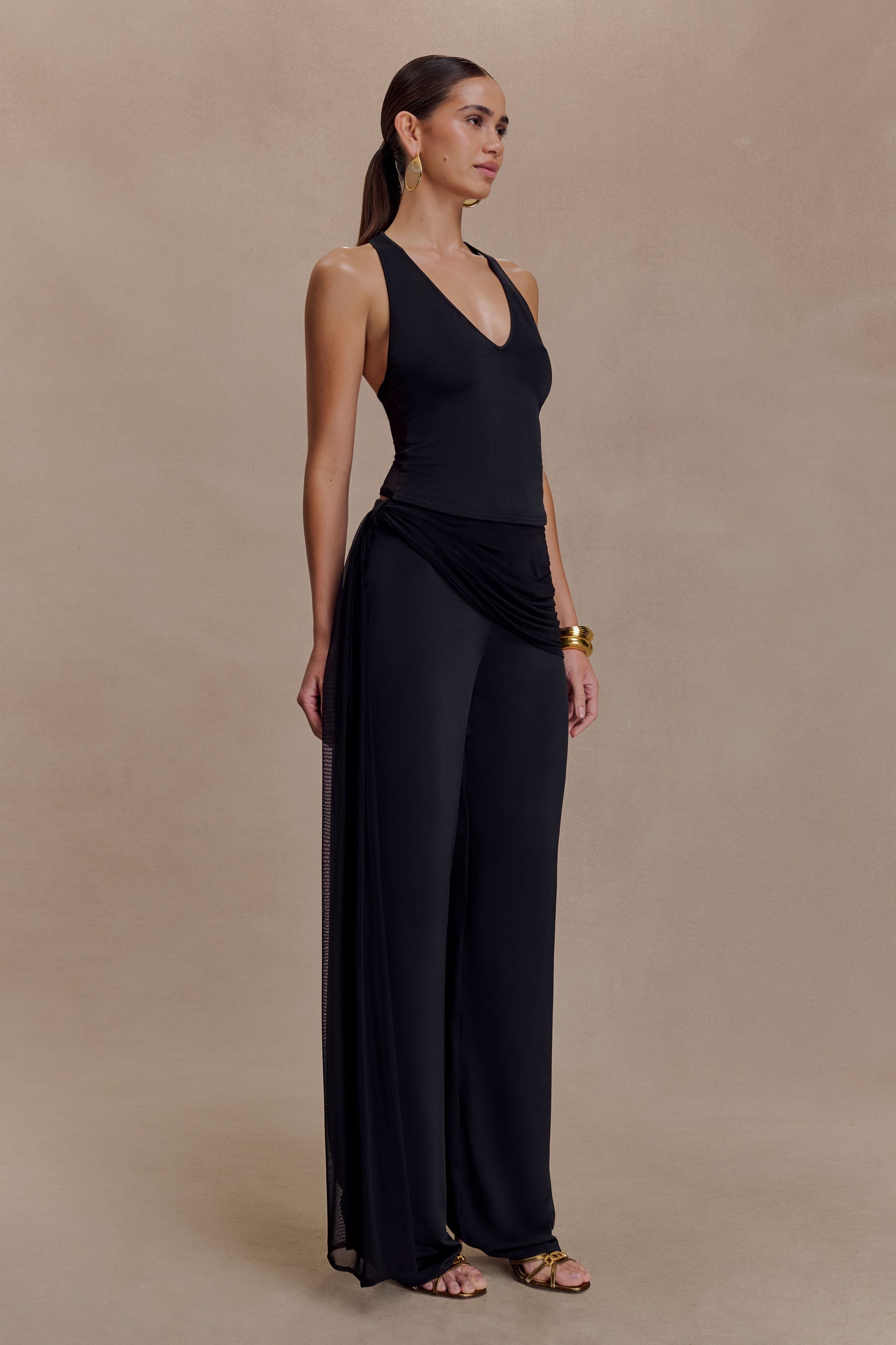 Aspyn Slinky And Mesh Top - Black #4