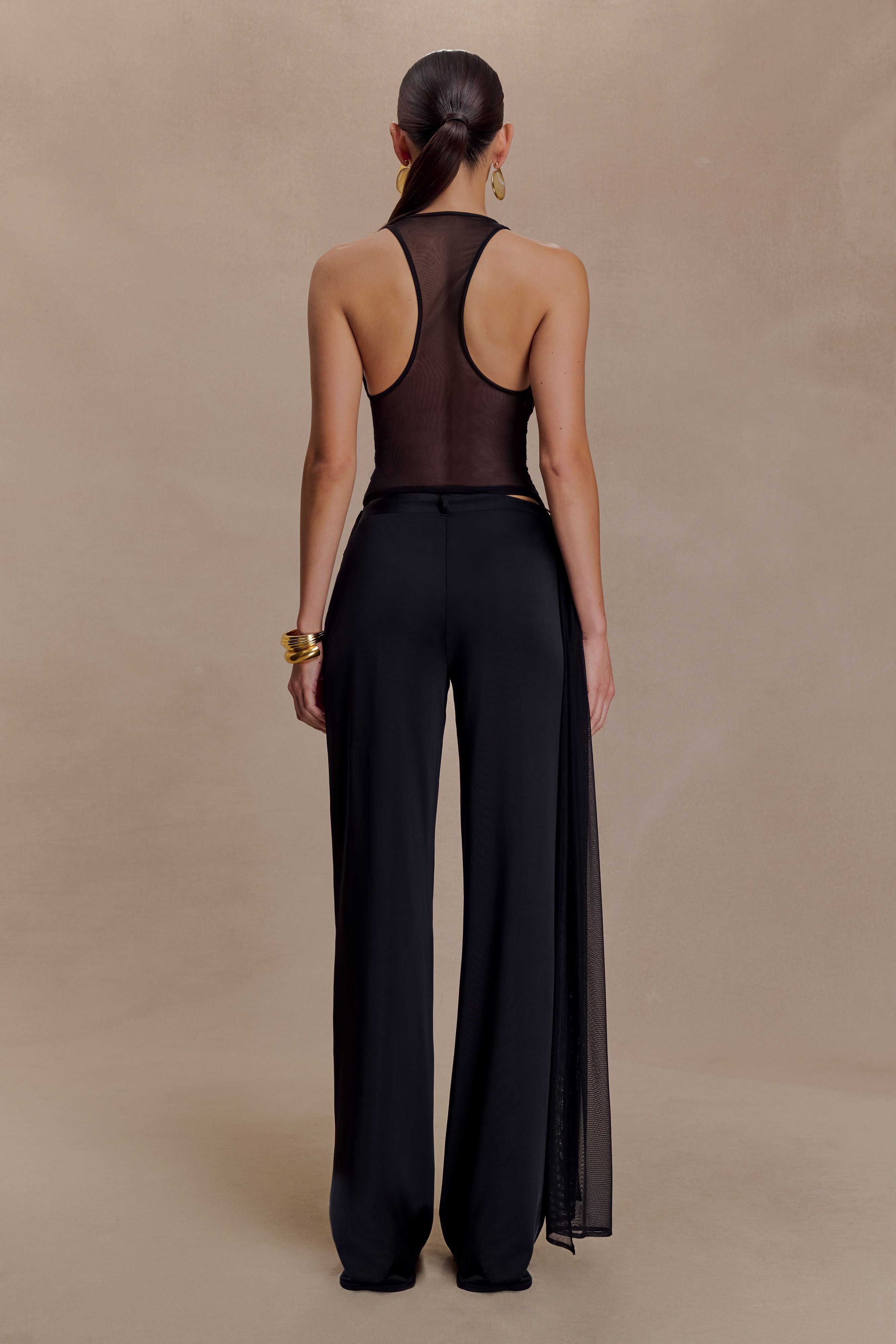 Aspyn Slinky Gathered Wide Leg Pants - Black | MESHKI US