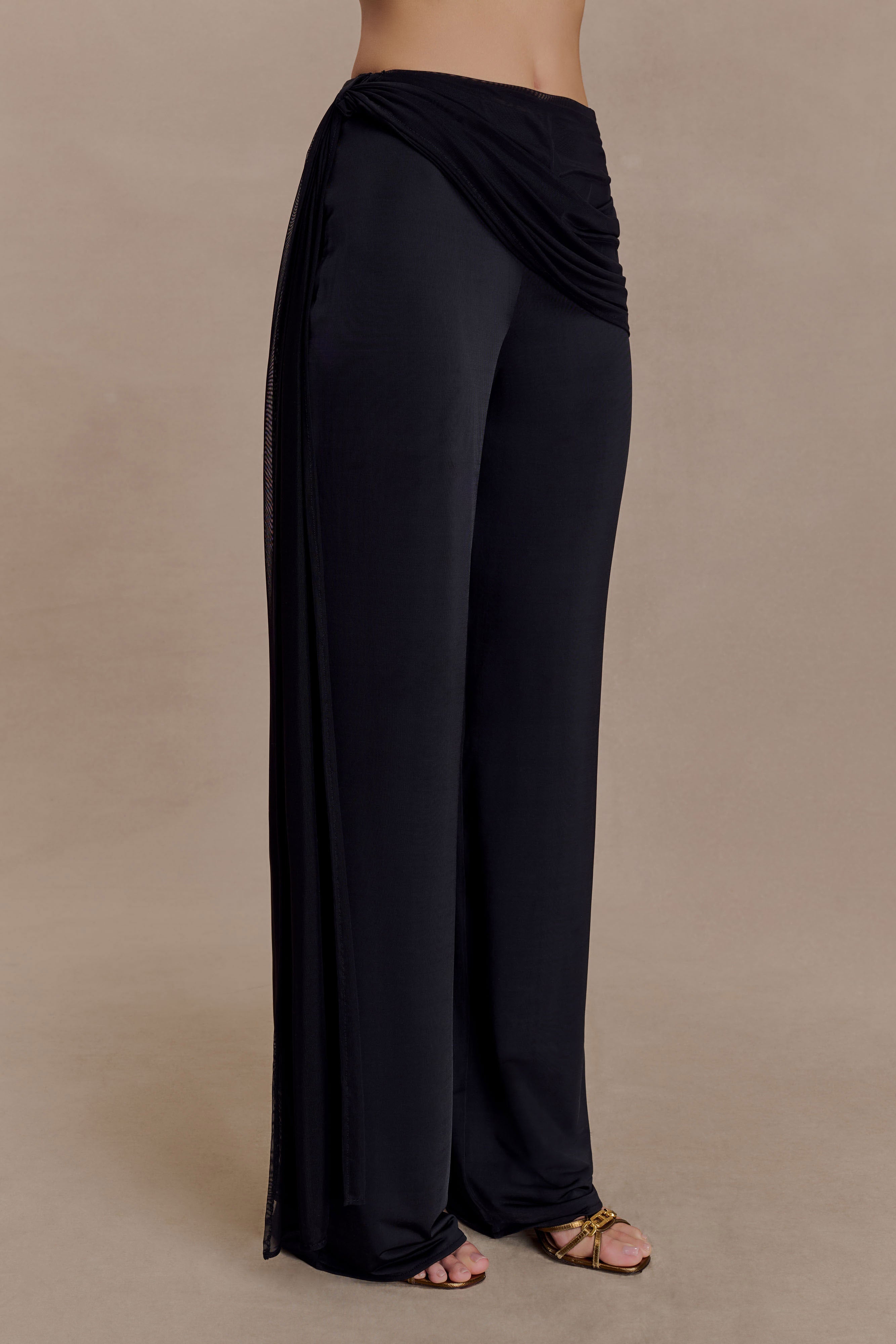  WIDE LEG PANTS ブラック XS Aspyn Slinky Gathered Wide Leg Pants - Black | MESHKI US