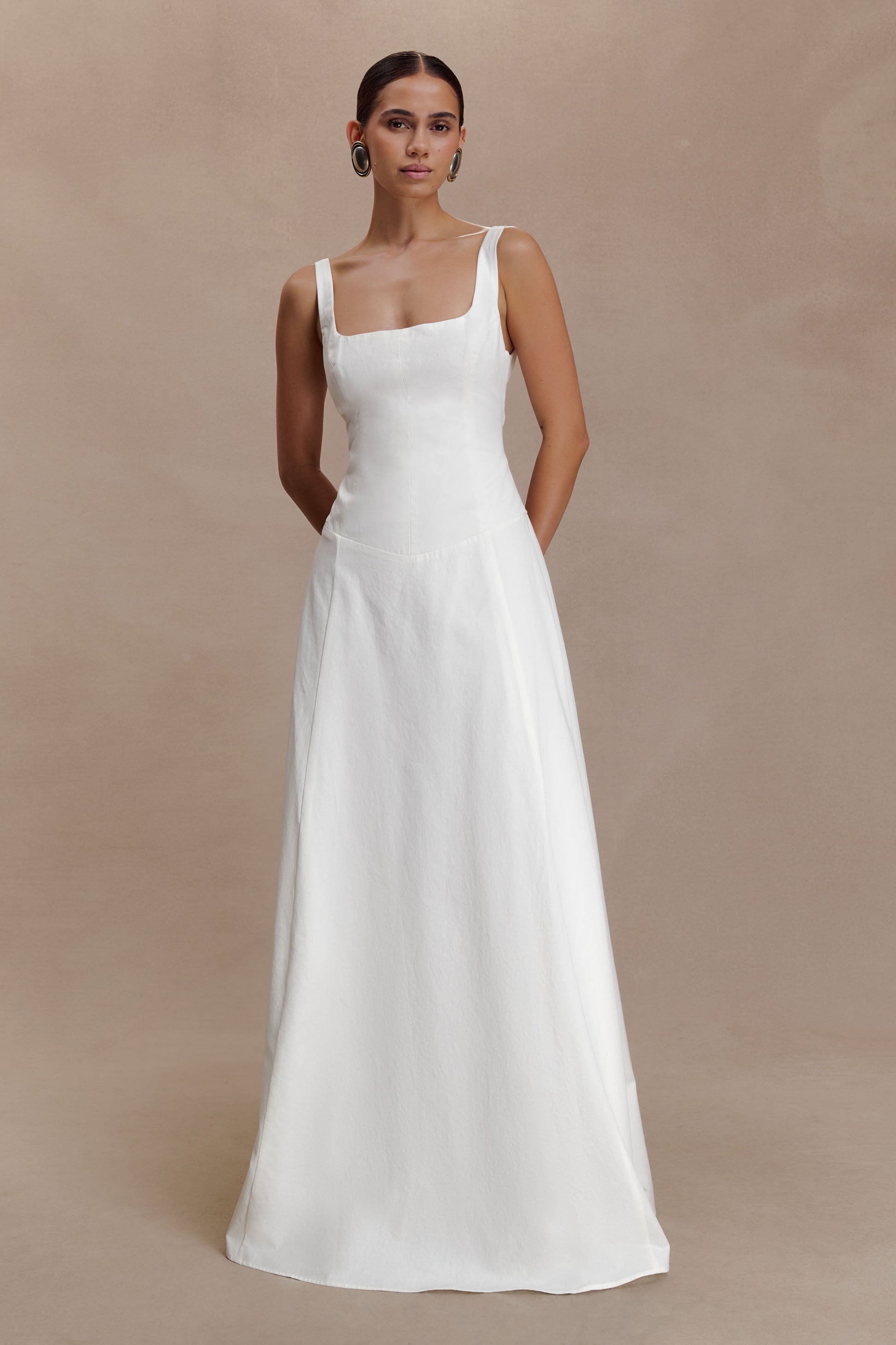 Salma Drop Waist Cotton Maxi Dress / White | Meshki | XXL Salma Drop Waist Cotton Maxi Dress / White | Meshki | XXL