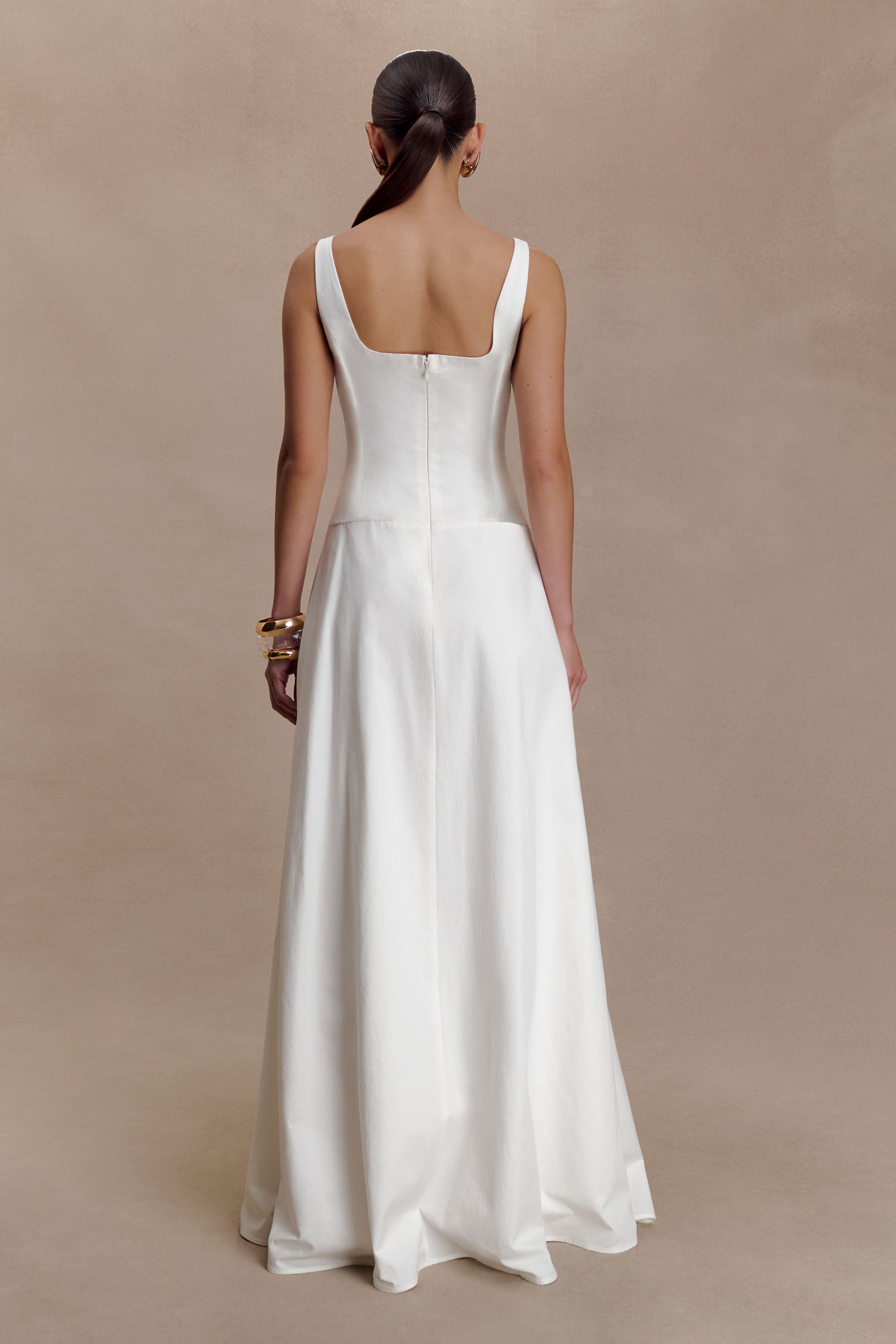 Salma Drop Waist Cotton Maxi Dress - White | MESHKI US Salma Drop Waist Cotton Maxi Dress - White | MESHKI US