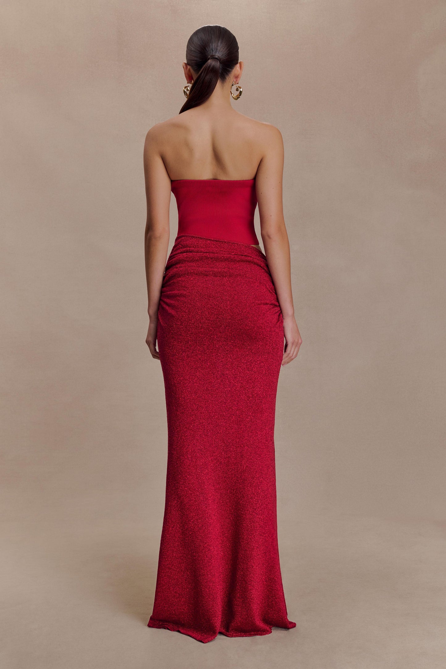 Jasiel Strapless Knit Maxi Dress - Red