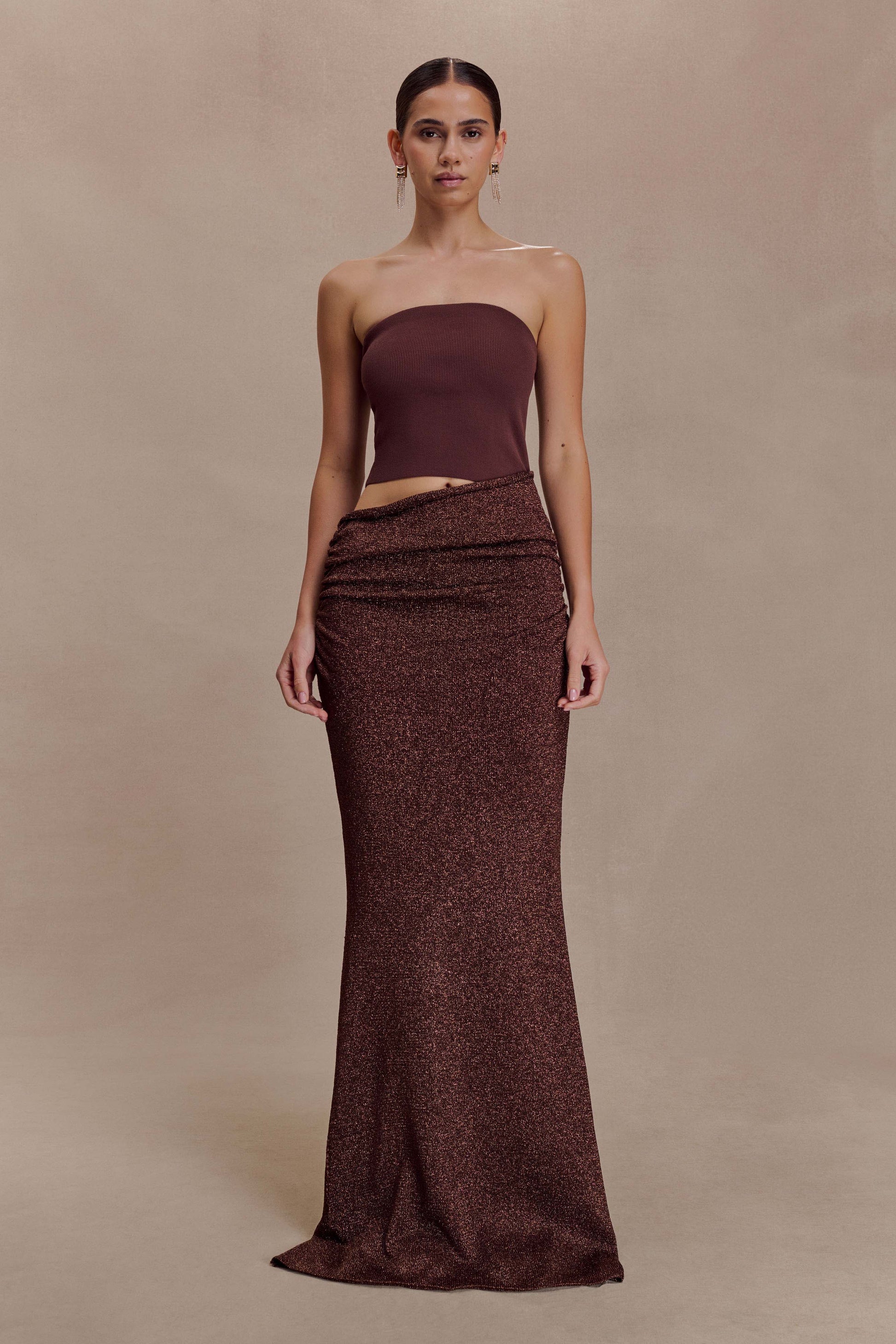 Jasiel Strapless Knit Maxi Dress - Chocolate #4