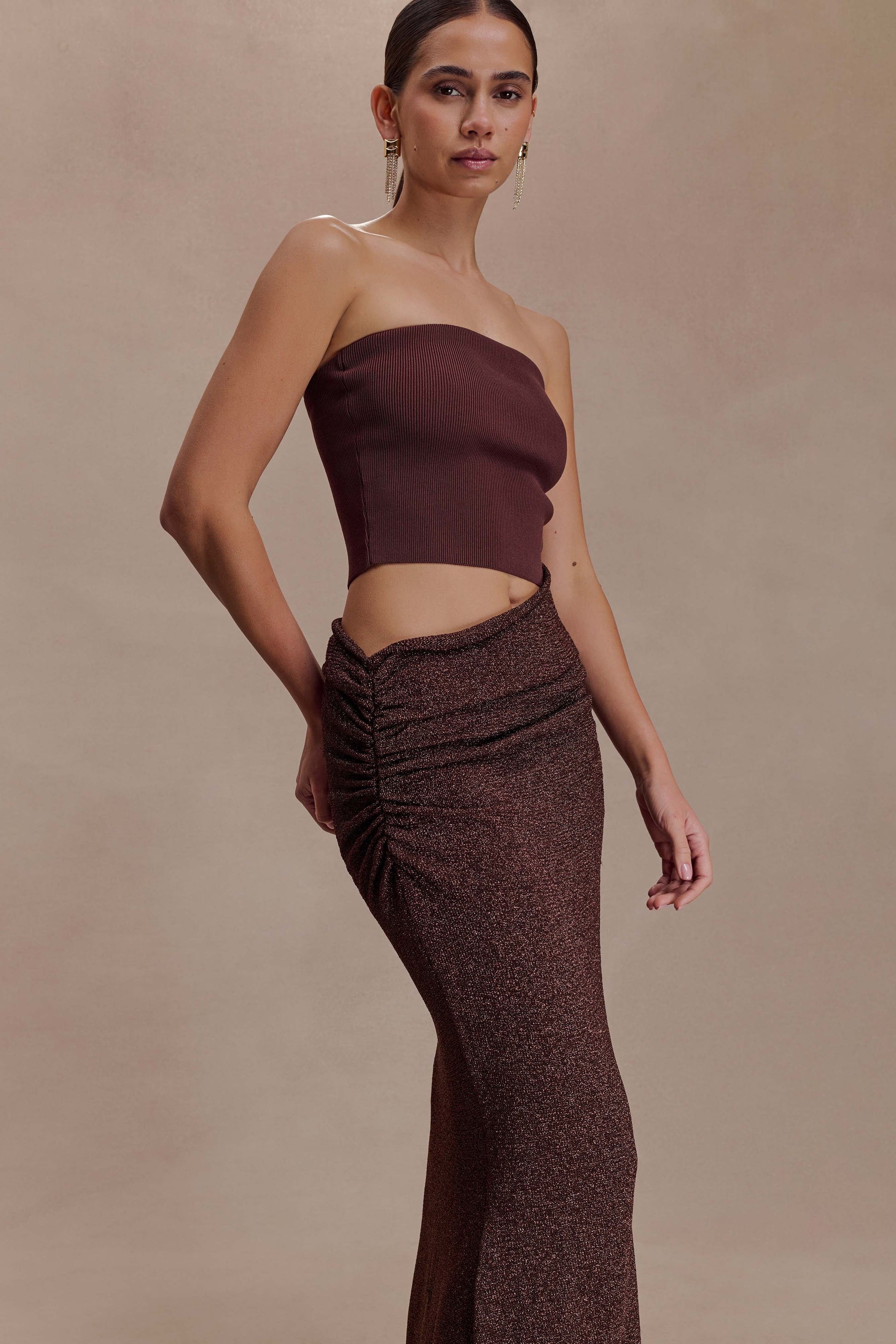 Jasiel Strapless Knit Maxi Dress - Chocolate #8