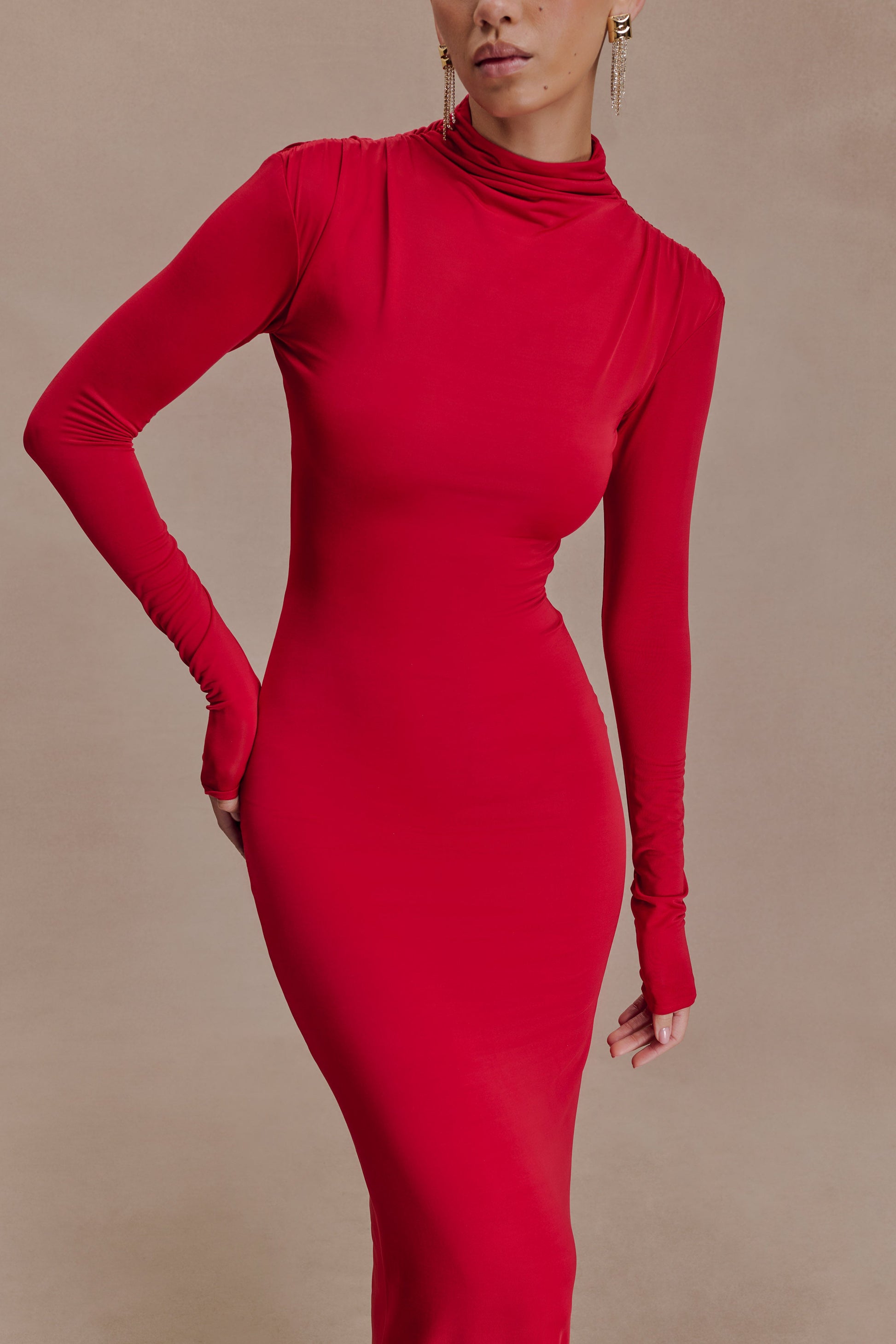 Kiyah Slinky Cut Out Maxi Dress / Red | MESHKI | 3XL Kiyah Slinky Cut Out Maxi Dress / Red | MESHKI | 3XL