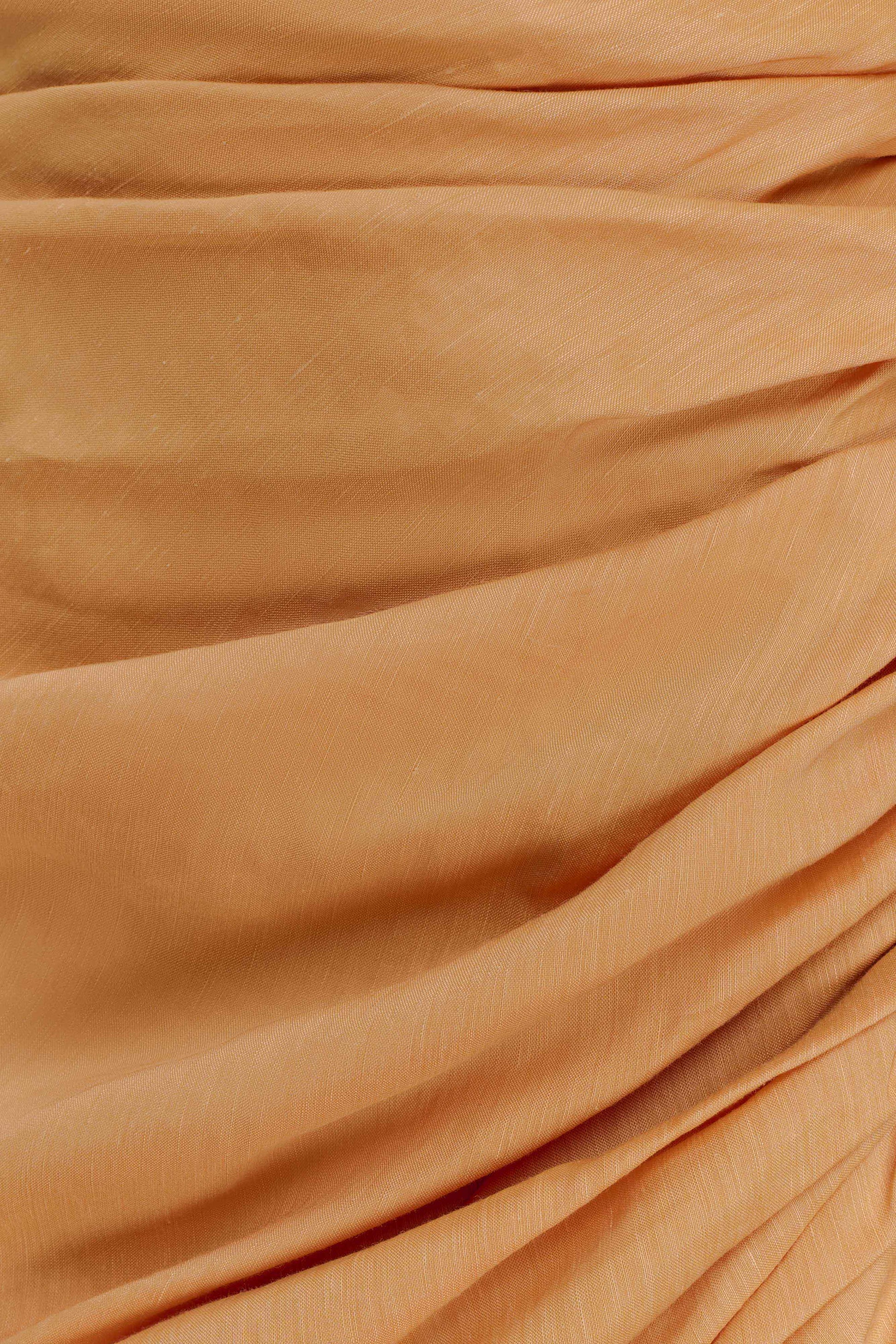 Birgit Linen Midi Dress With Hardware - Deep Peach #7