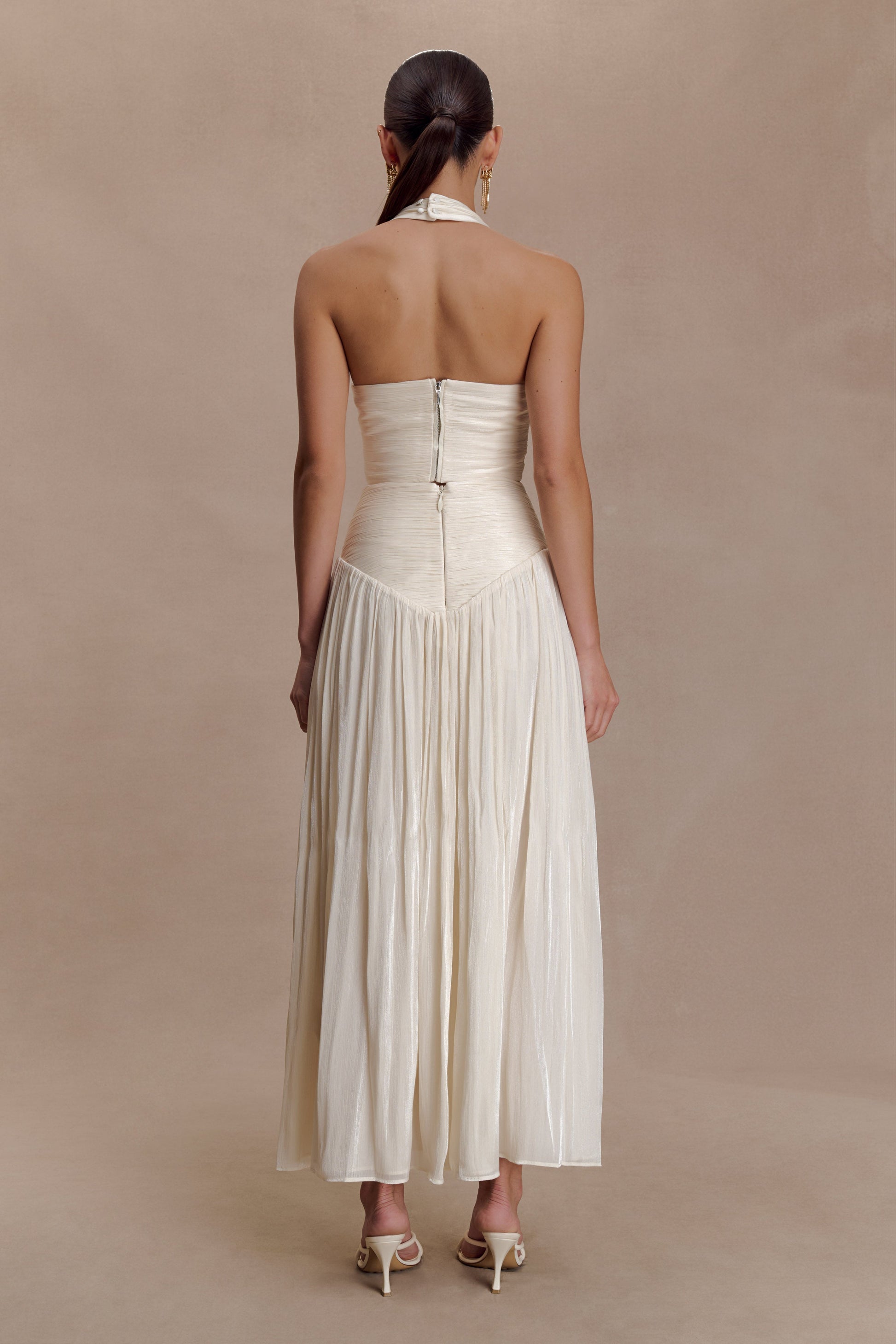 Makena Gathered Midi Skirt - Opal White #3