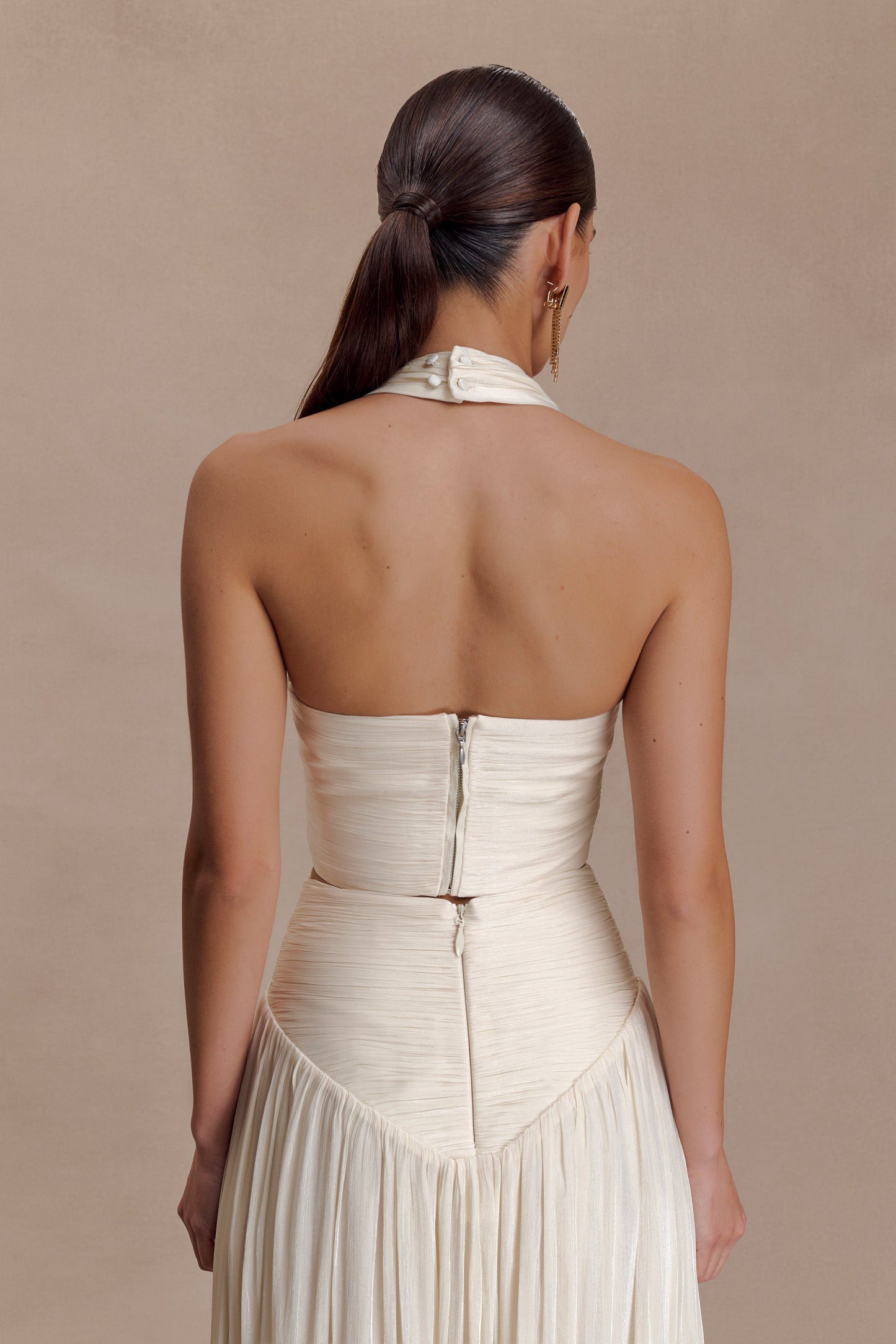 Makena Gathered V Neck Top - Opal White