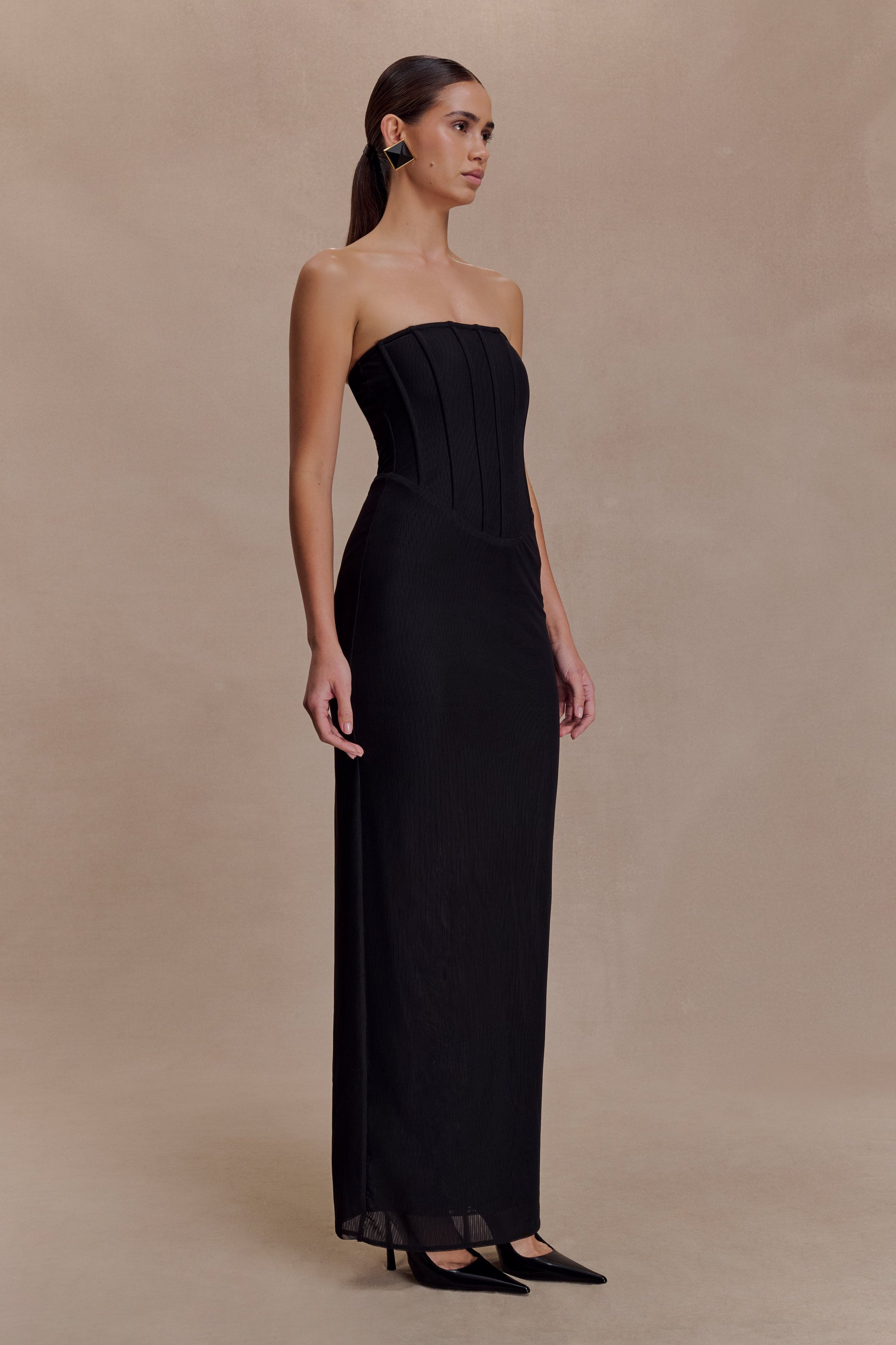 Gemma Strapless Mesh Maxi Dress - Black #3